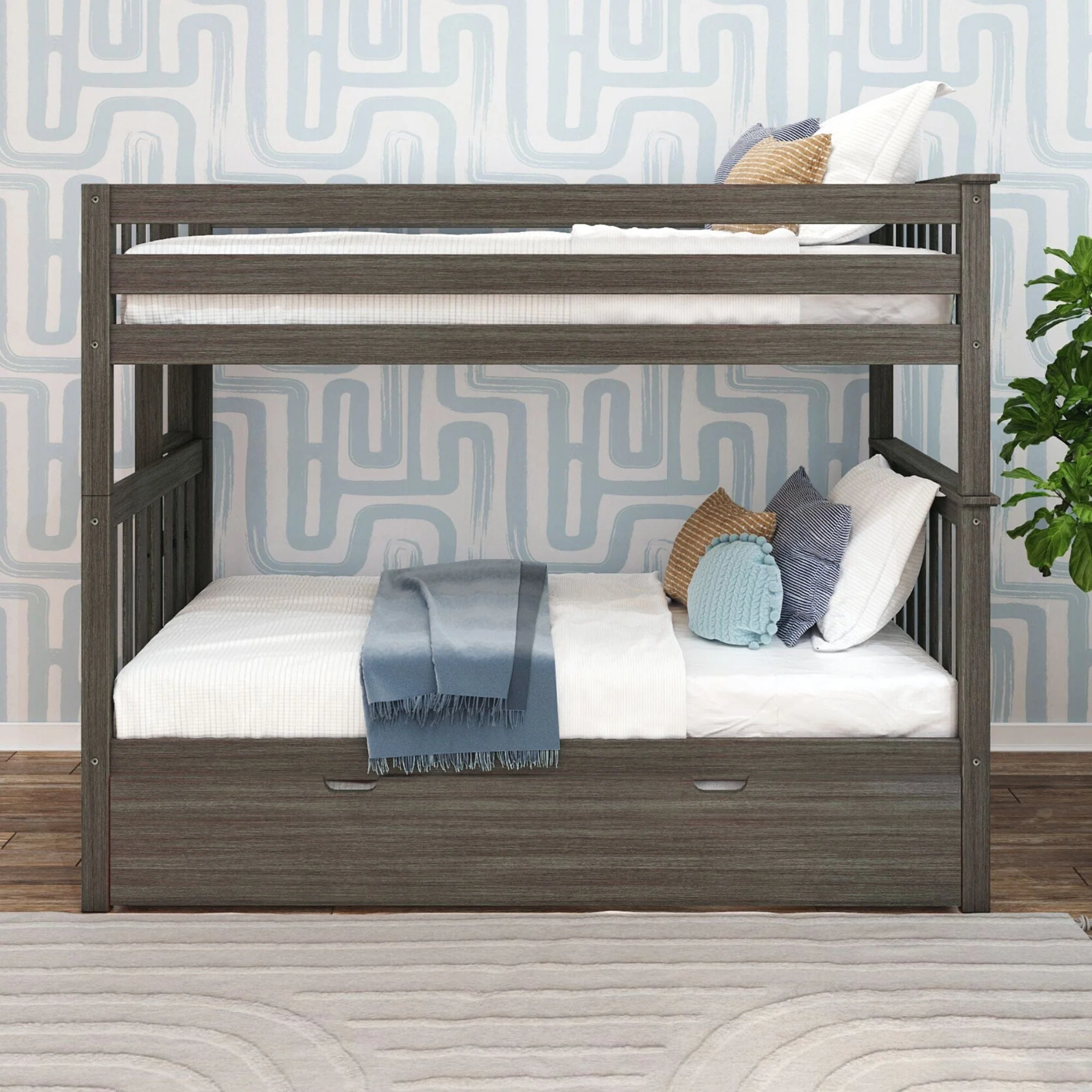 Twin Over Twin Bunk Bed With Trundle & Ladder on End - Image 6