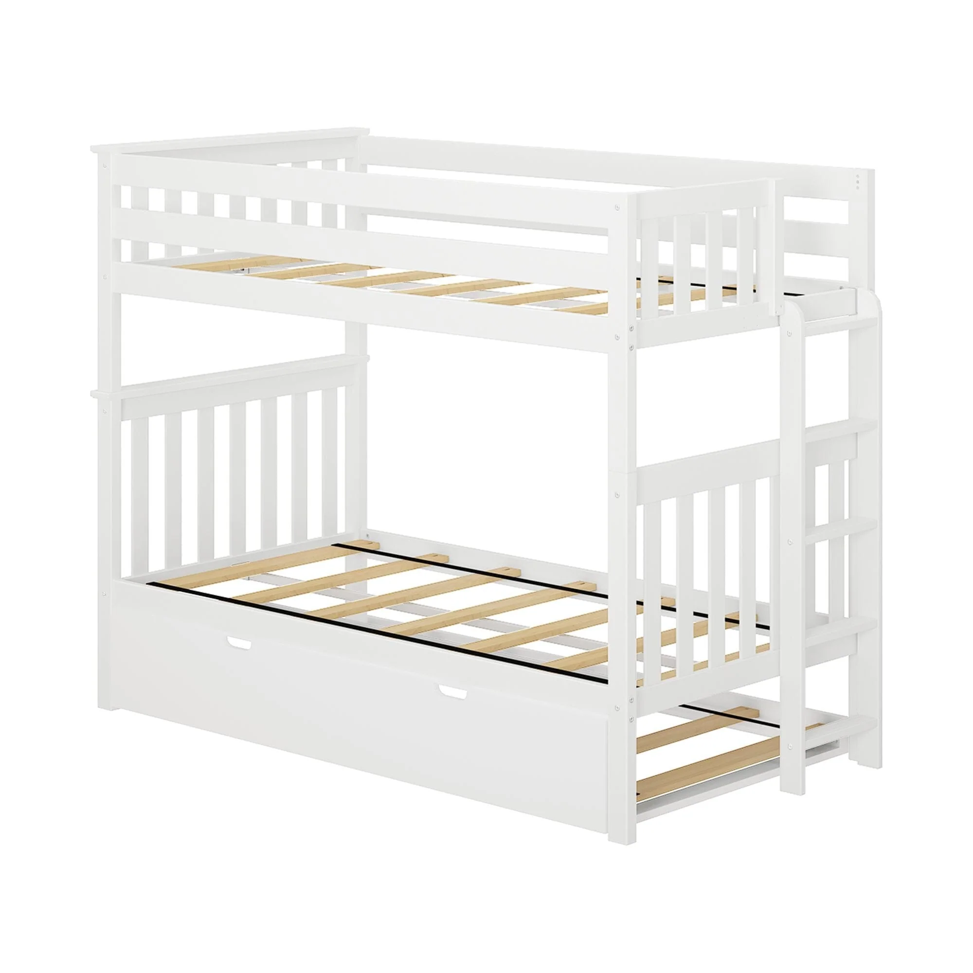 Twin Over Twin Bunk Bed With Trundle & Ladder on End - Image 9
