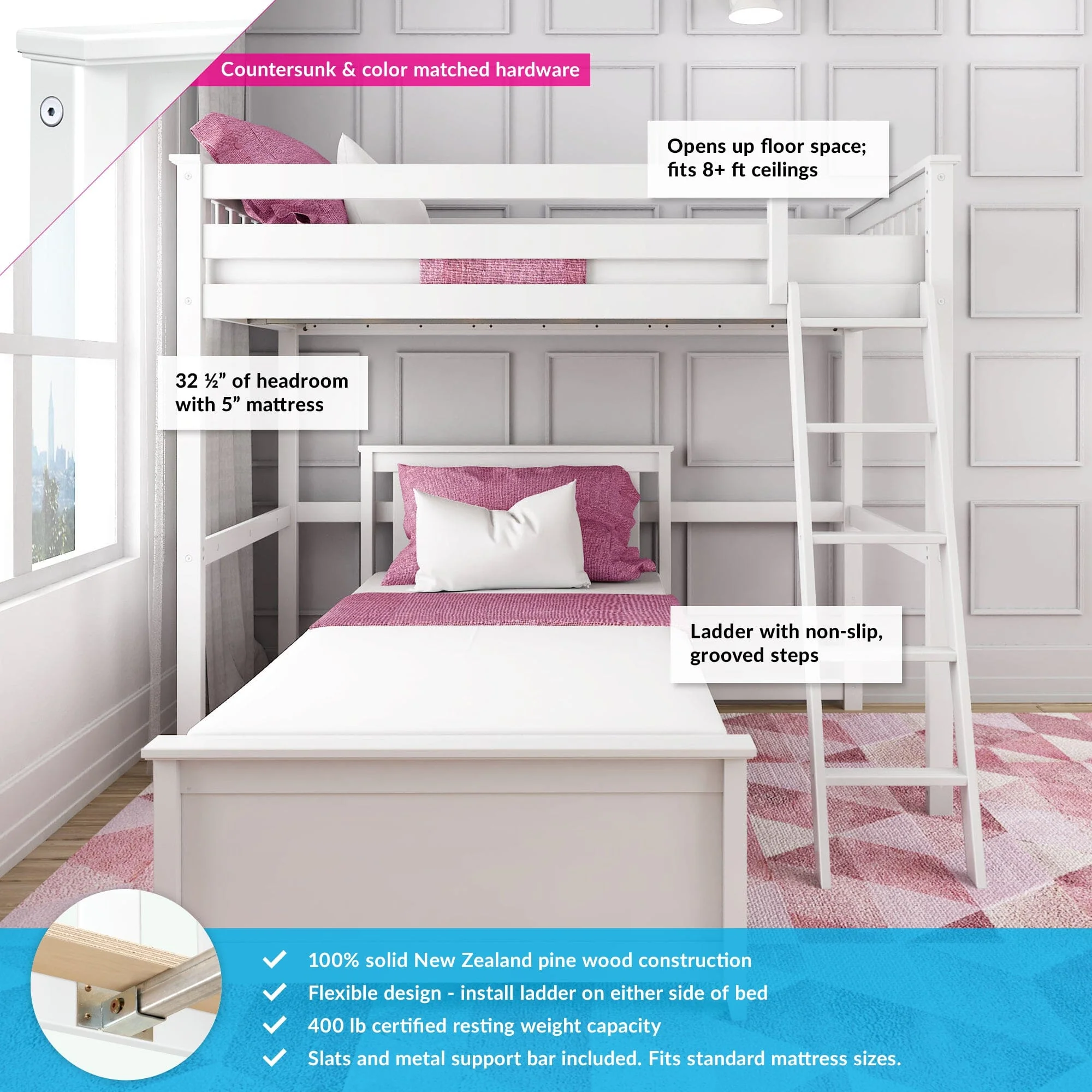 Twin Over Twin L-Shaped Bunk Bed - Image 3