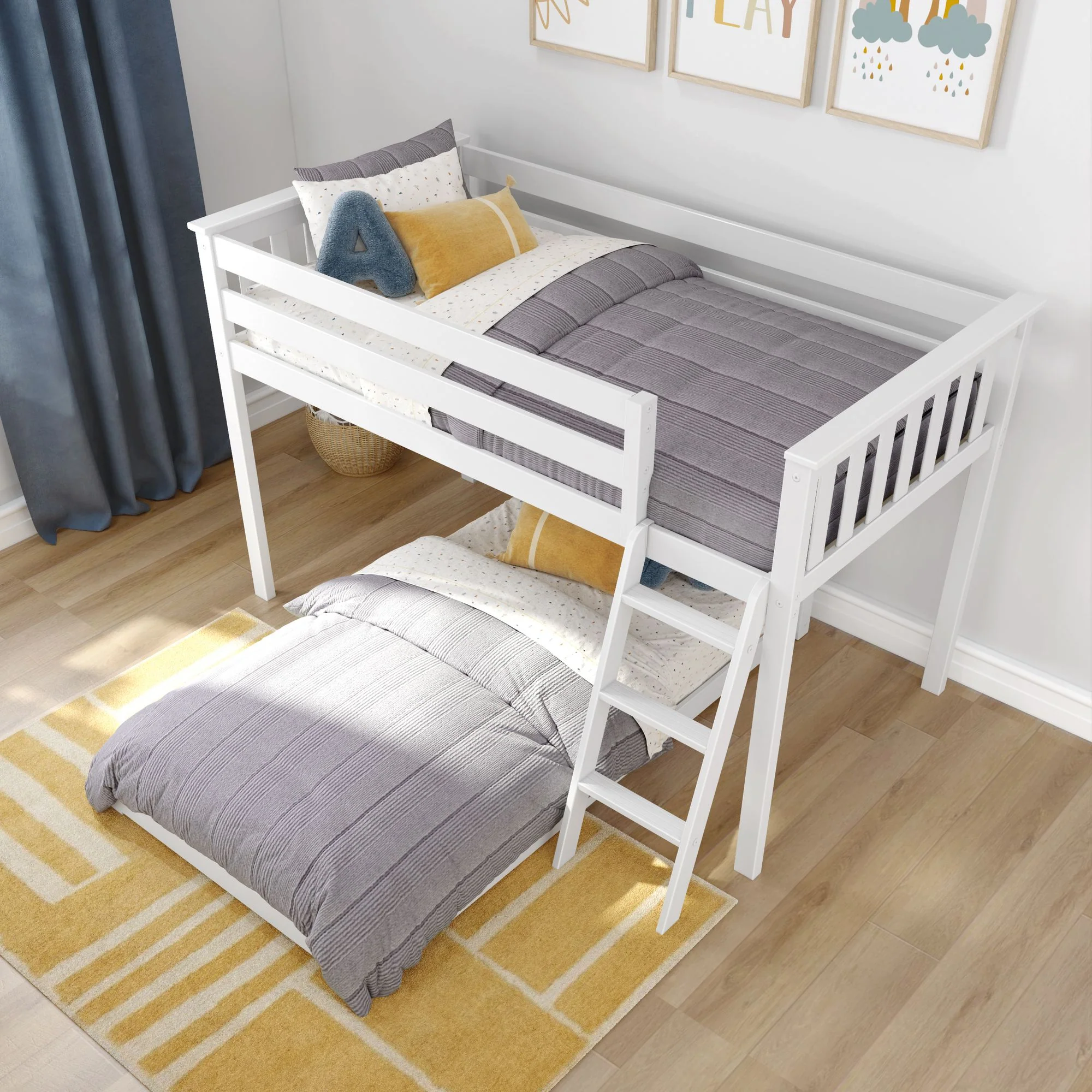 Twin Over Twin L-Shaped Low Bunk Bed - Image 5