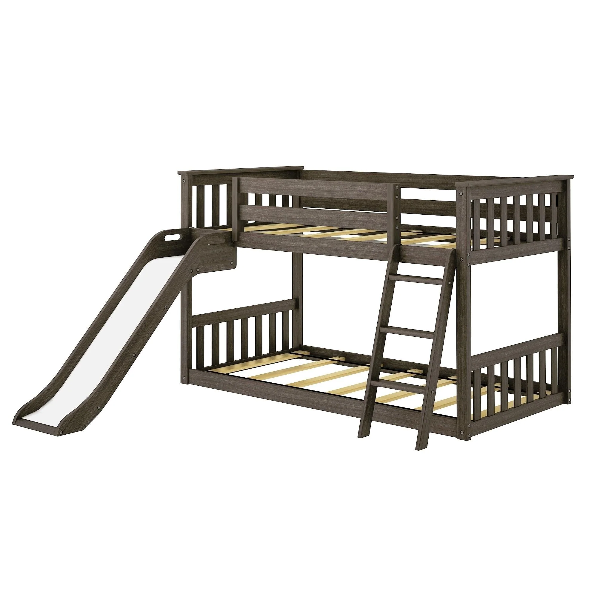 Twin Over Twin Low Bunk Bed With Slide - Image 10