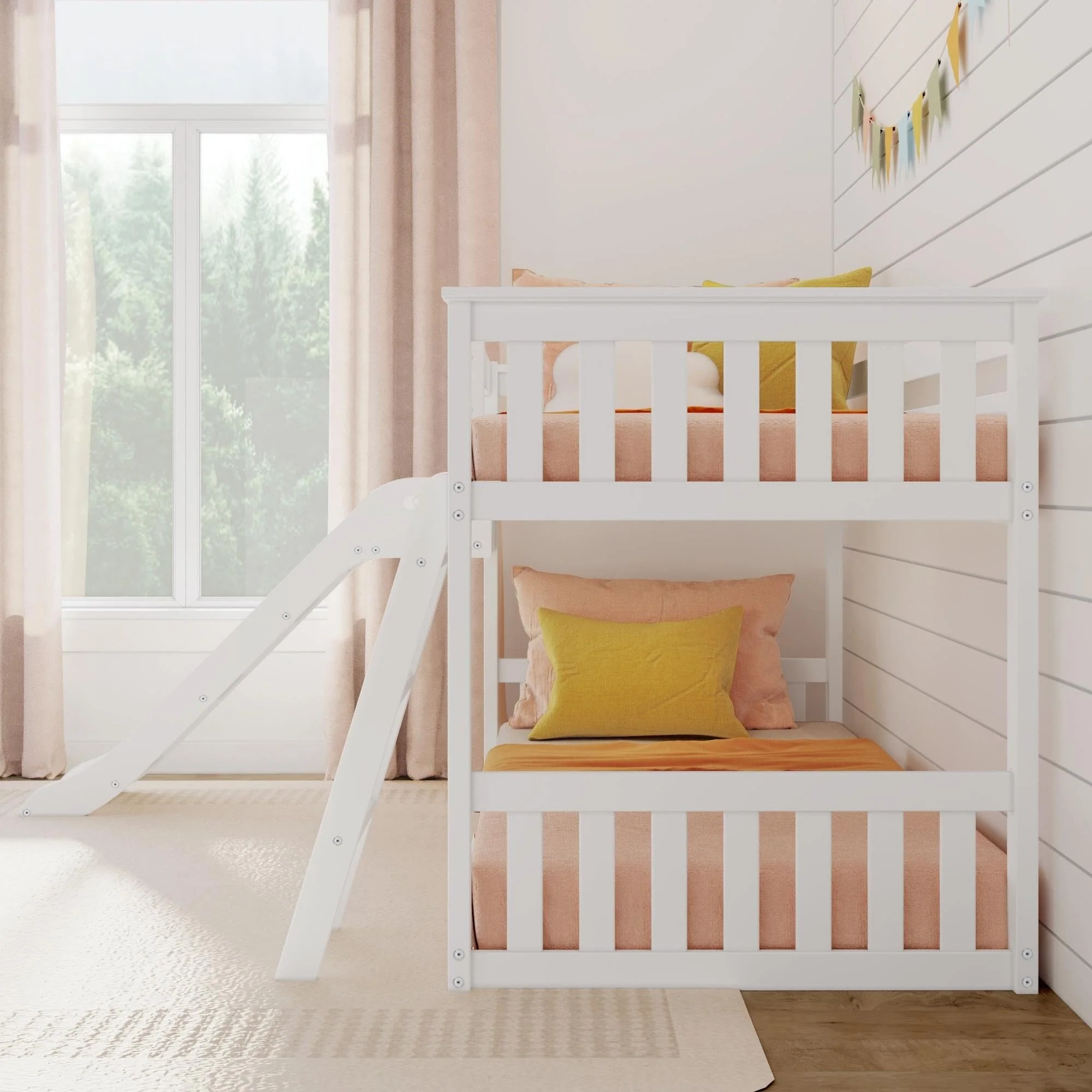 Twin Over Twin Low Bunk Bed With Slide - Image 17