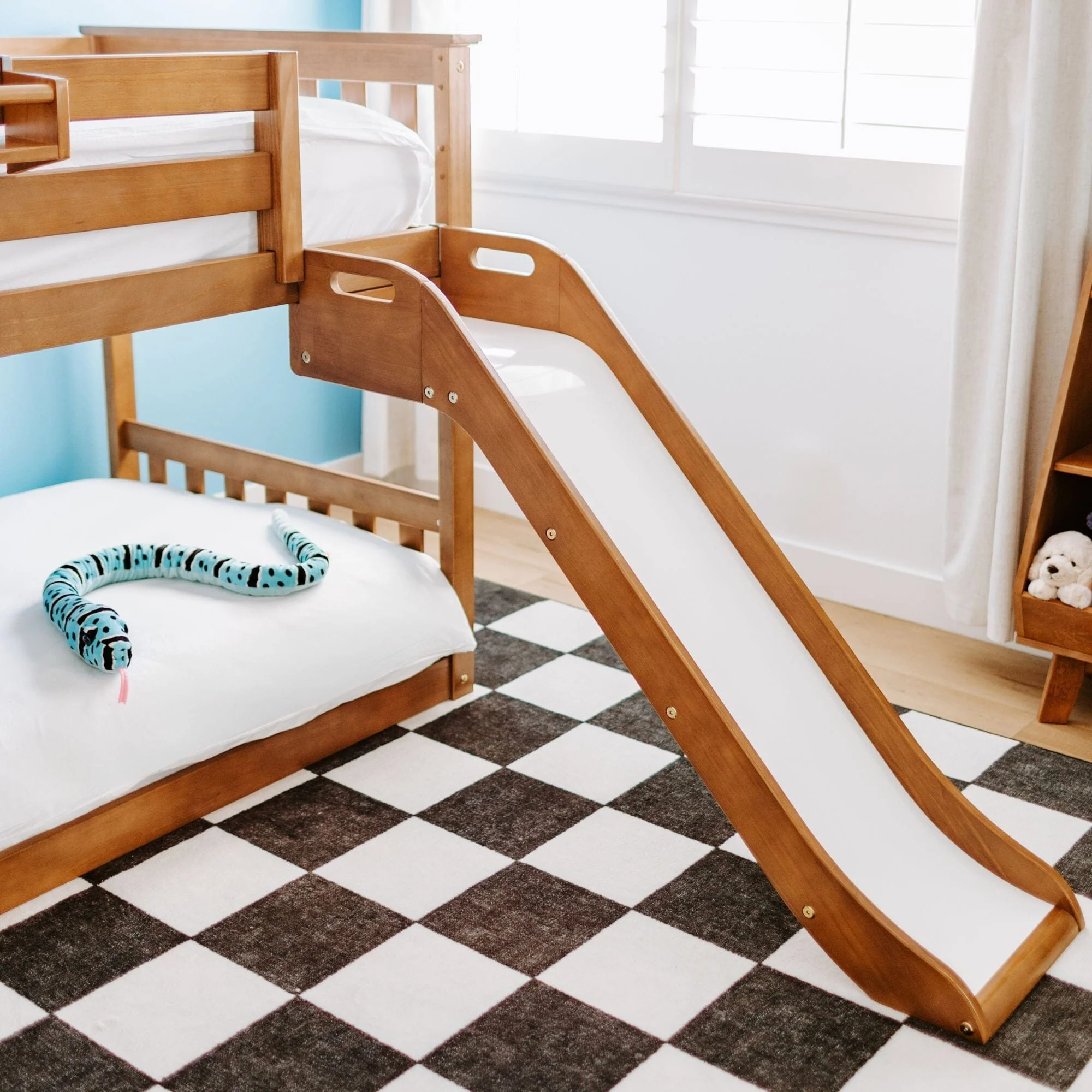 Twin Over Twin Low Bunk Bed With Slide - Image 26
