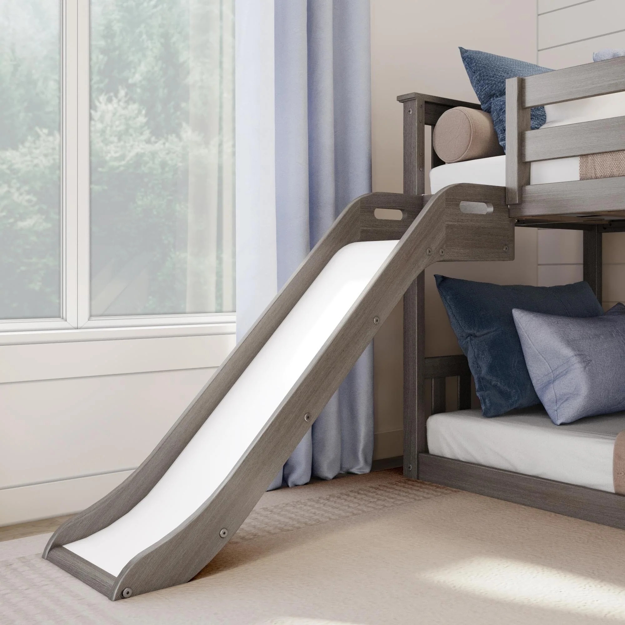 Twin Over Twin Low Bunk Bed With Slide - Image 6