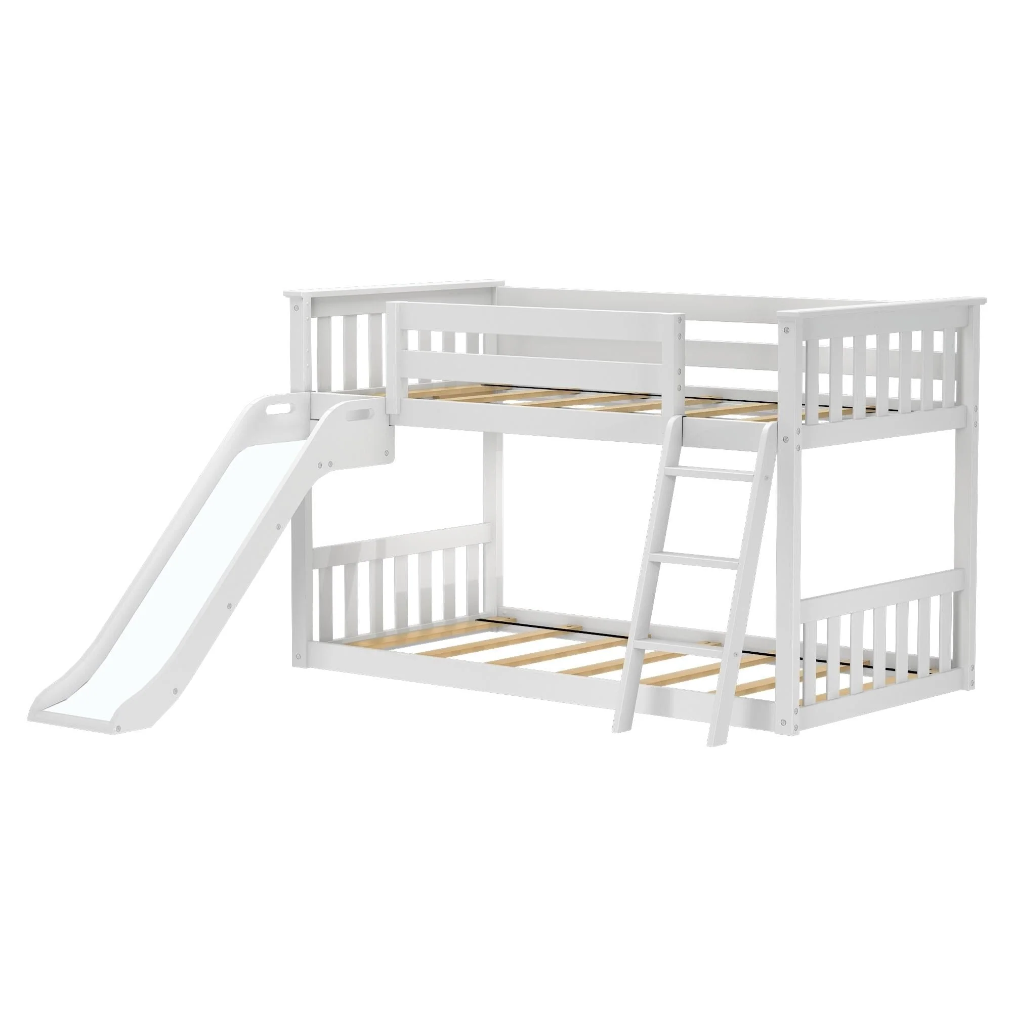 Twin Over Twin Low Bunk Bed With Slide - Image 9