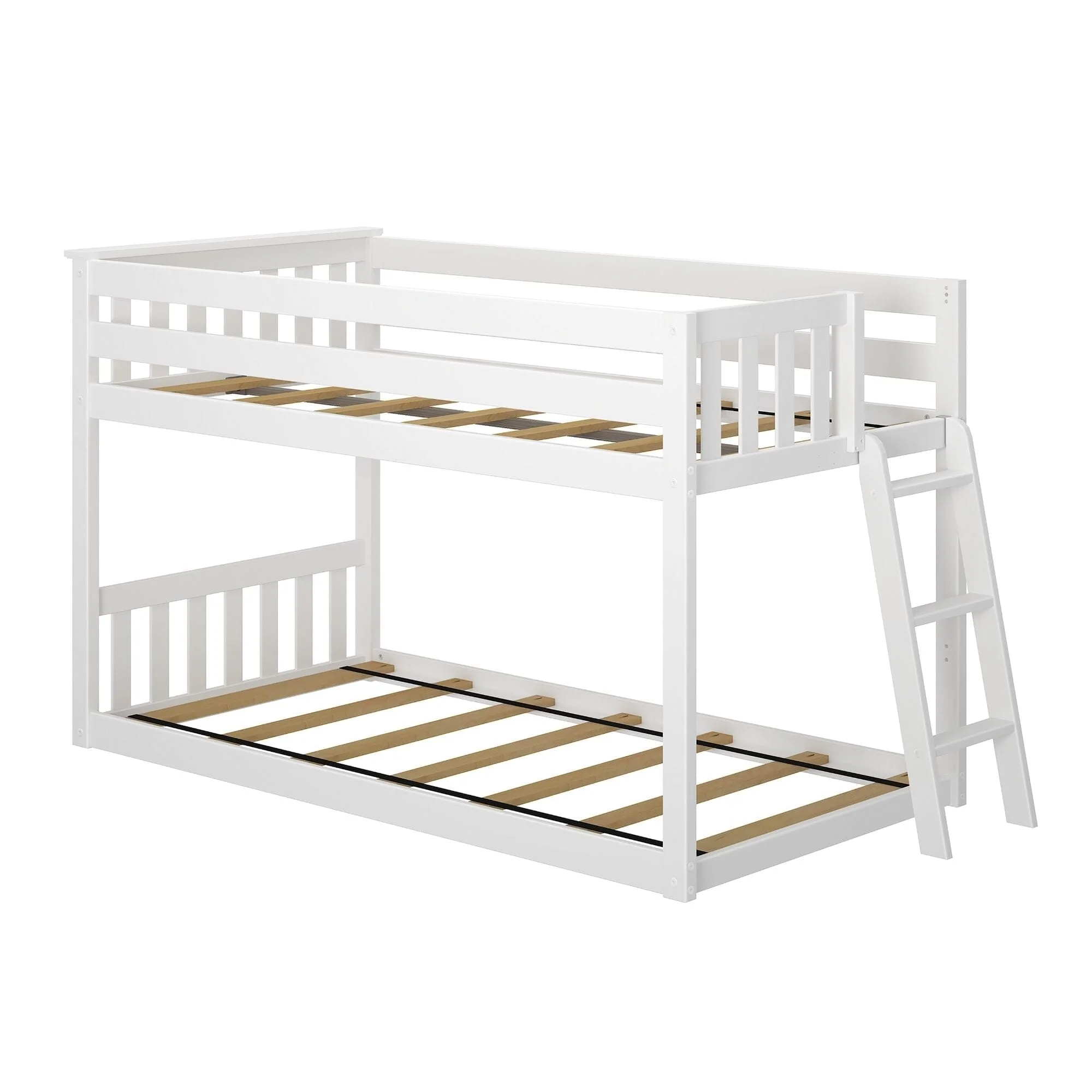 Twin Over Twin Low Bunk Bed With Ladder On End - Image 11