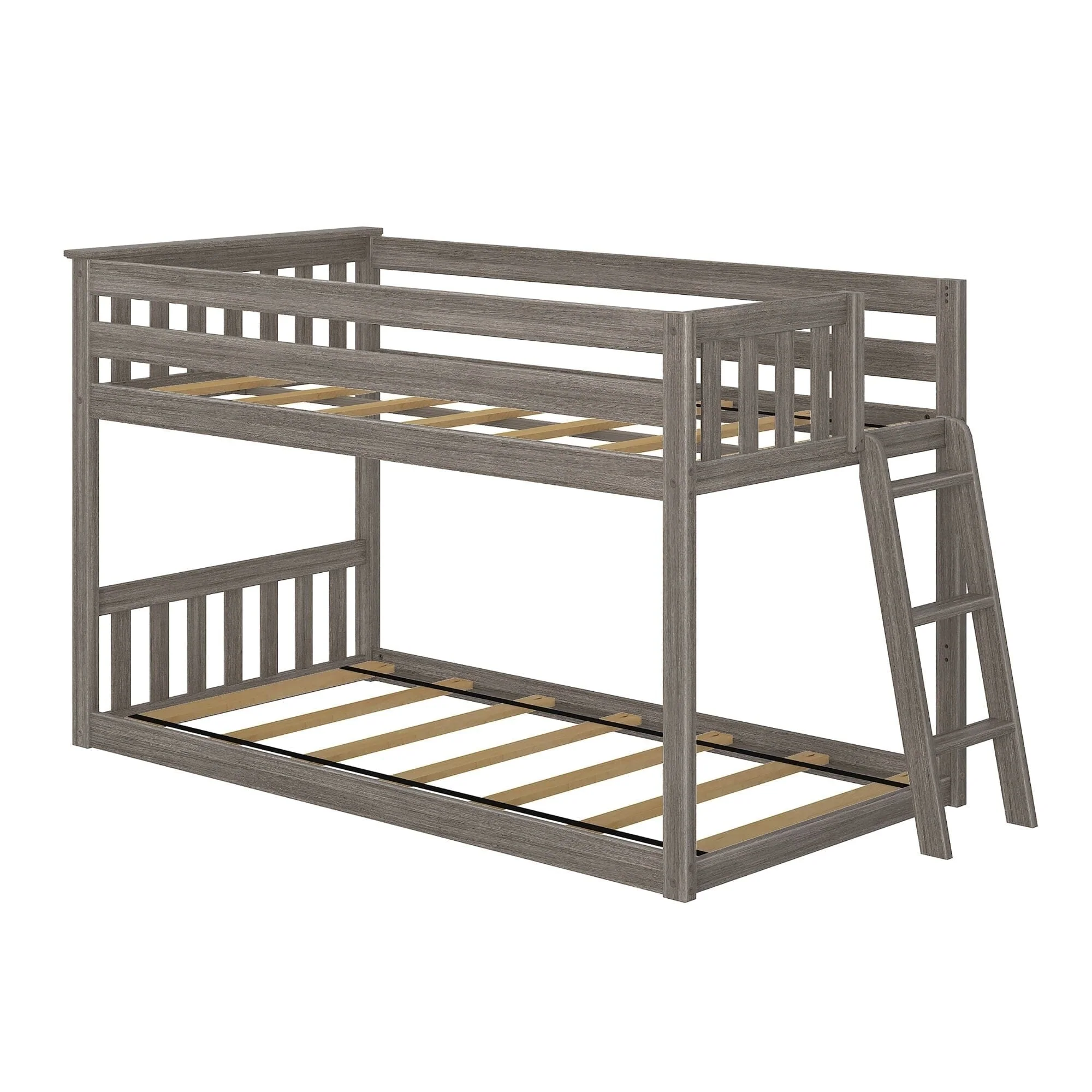 Twin Over Twin Low Bunk Bed With Ladder On End - Image 12