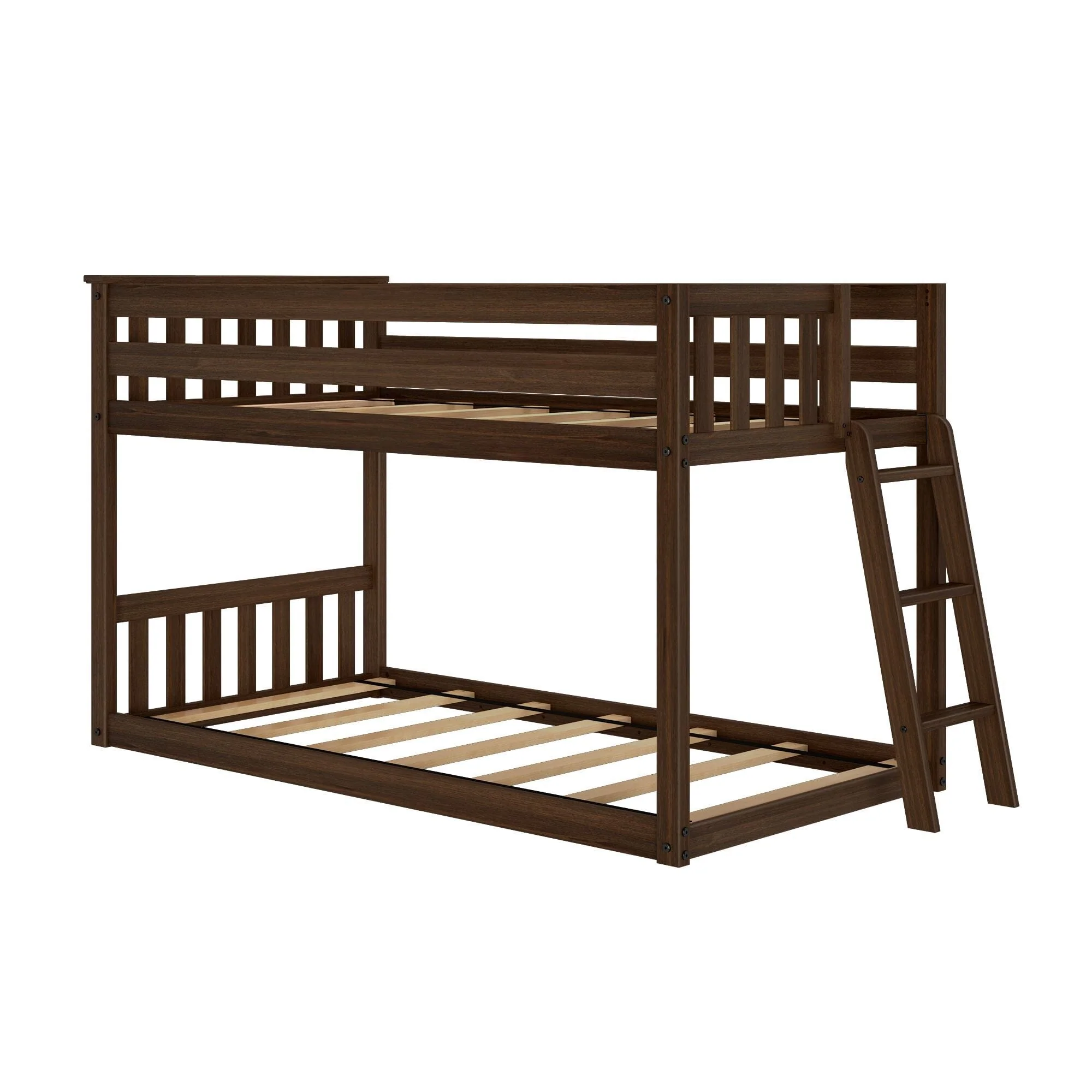 Twin Over Twin Low Bunk Bed With Ladder On End - Image 15