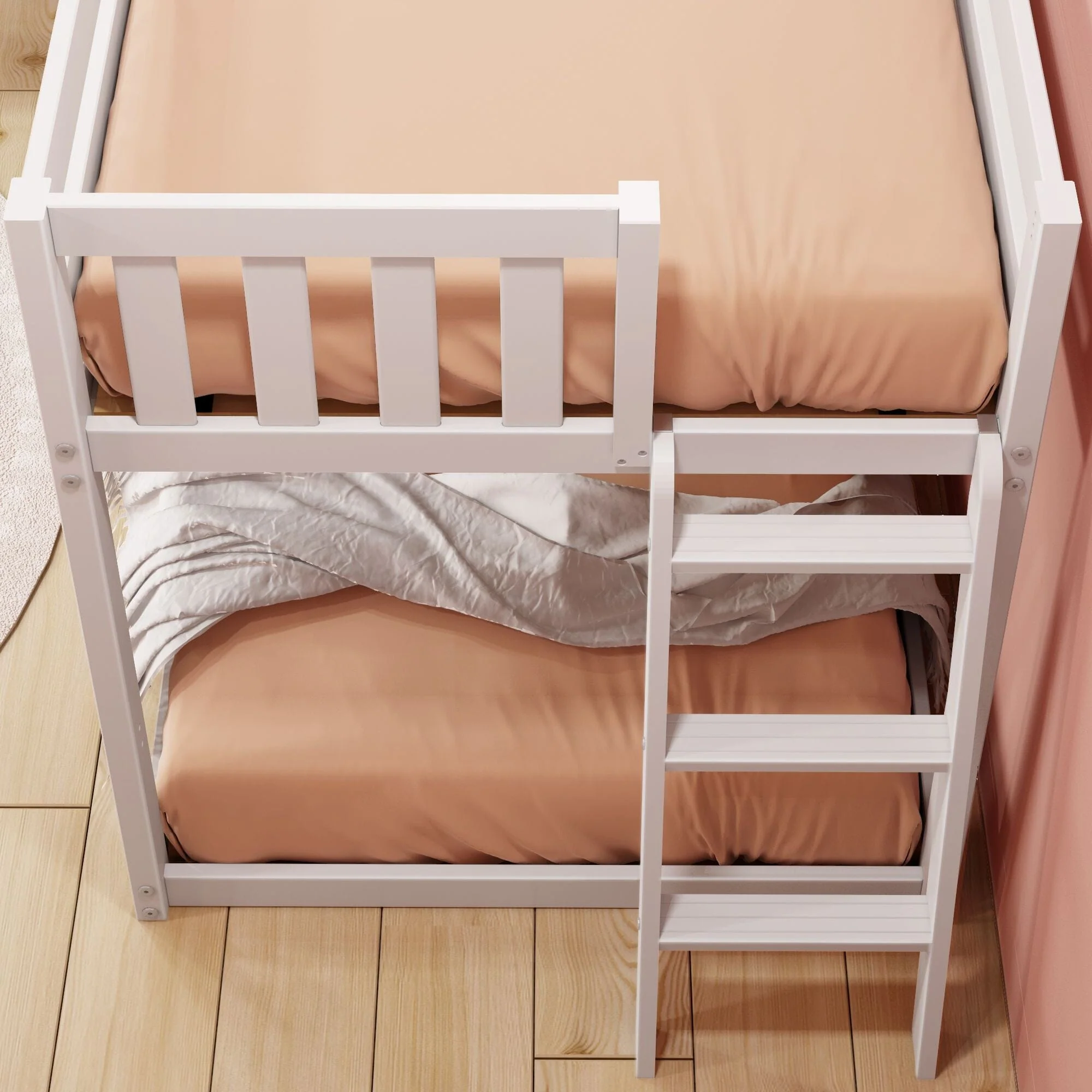 Twin Over Twin Low Bunk Bed With Ladder On End - Image 21