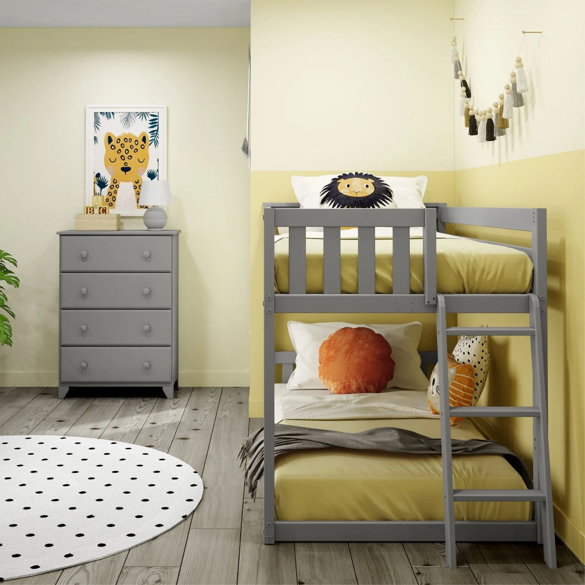 Twin Over Twin Low Bunk Bed With Ladder On End - Image 27