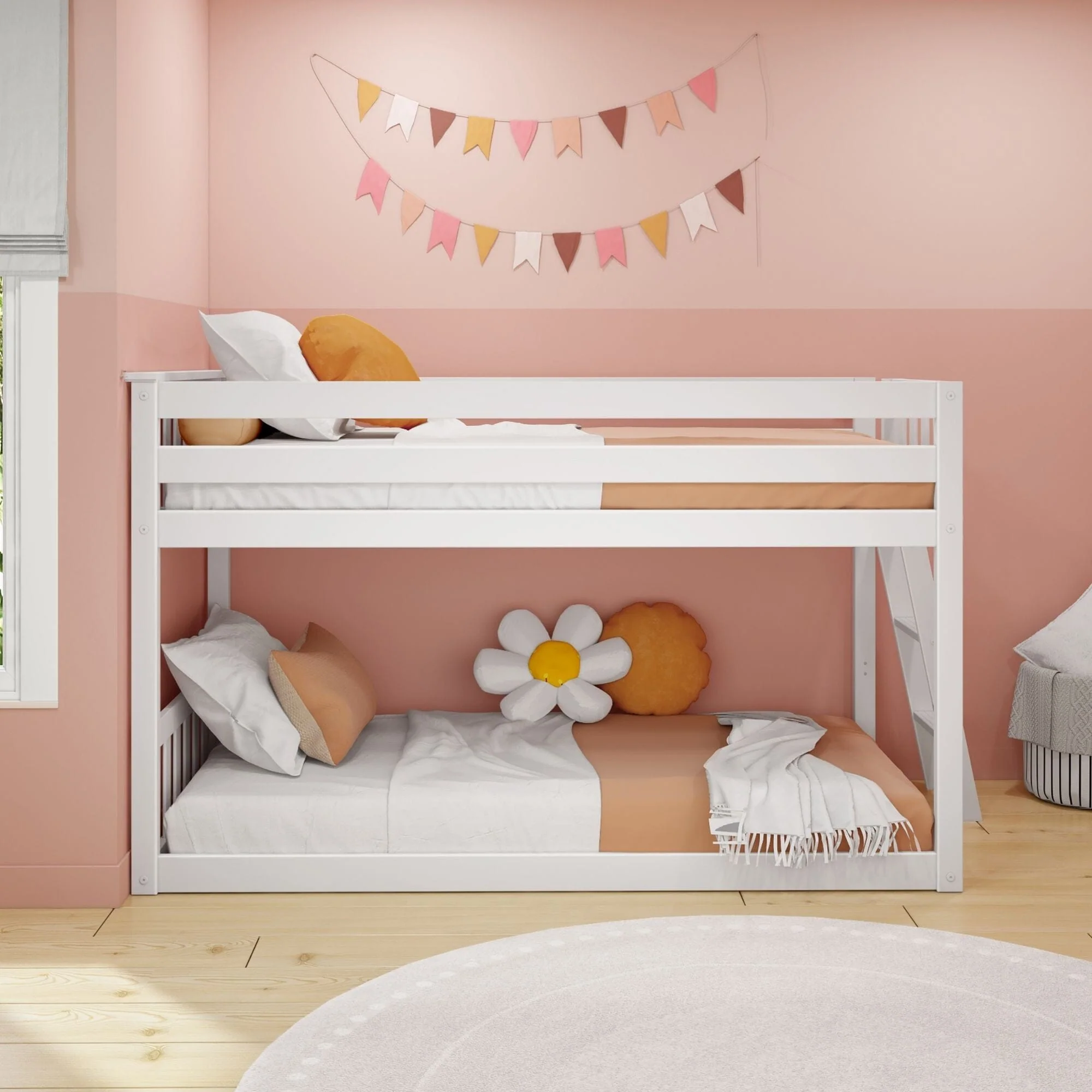 Twin Over Twin Low Bunk Bed With Ladder On End - Image 6