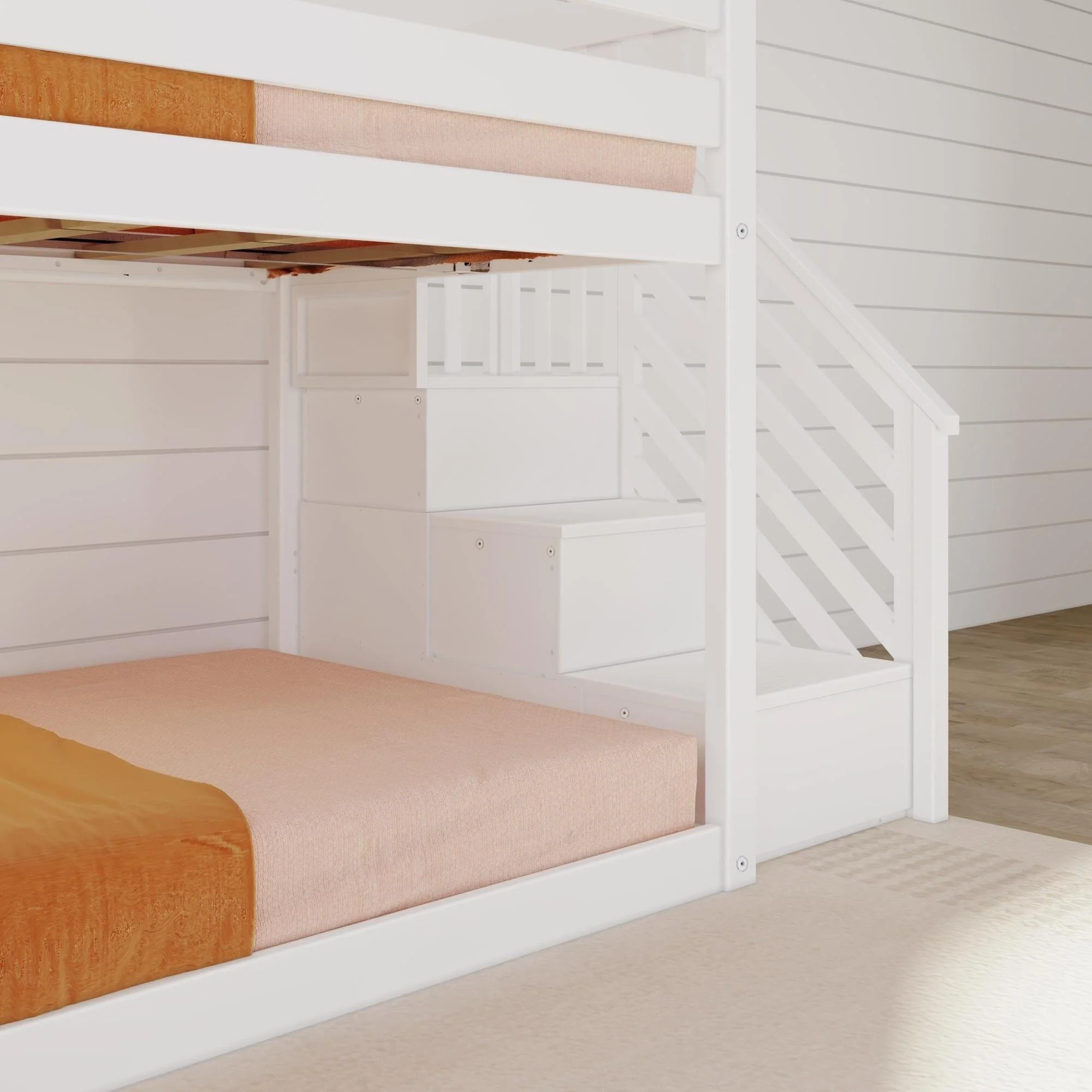 Twin Over Twin Low Bunk Bed With Slide & Stairs - Image 14