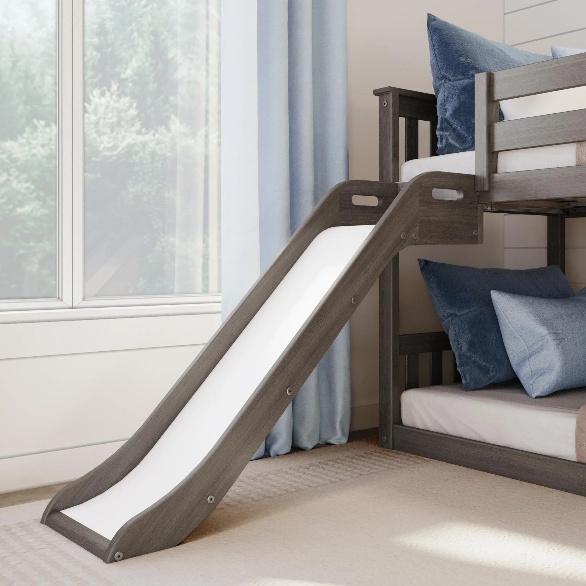Twin Over Twin Low Bunk Bed With Slide & Stairs - Image 5