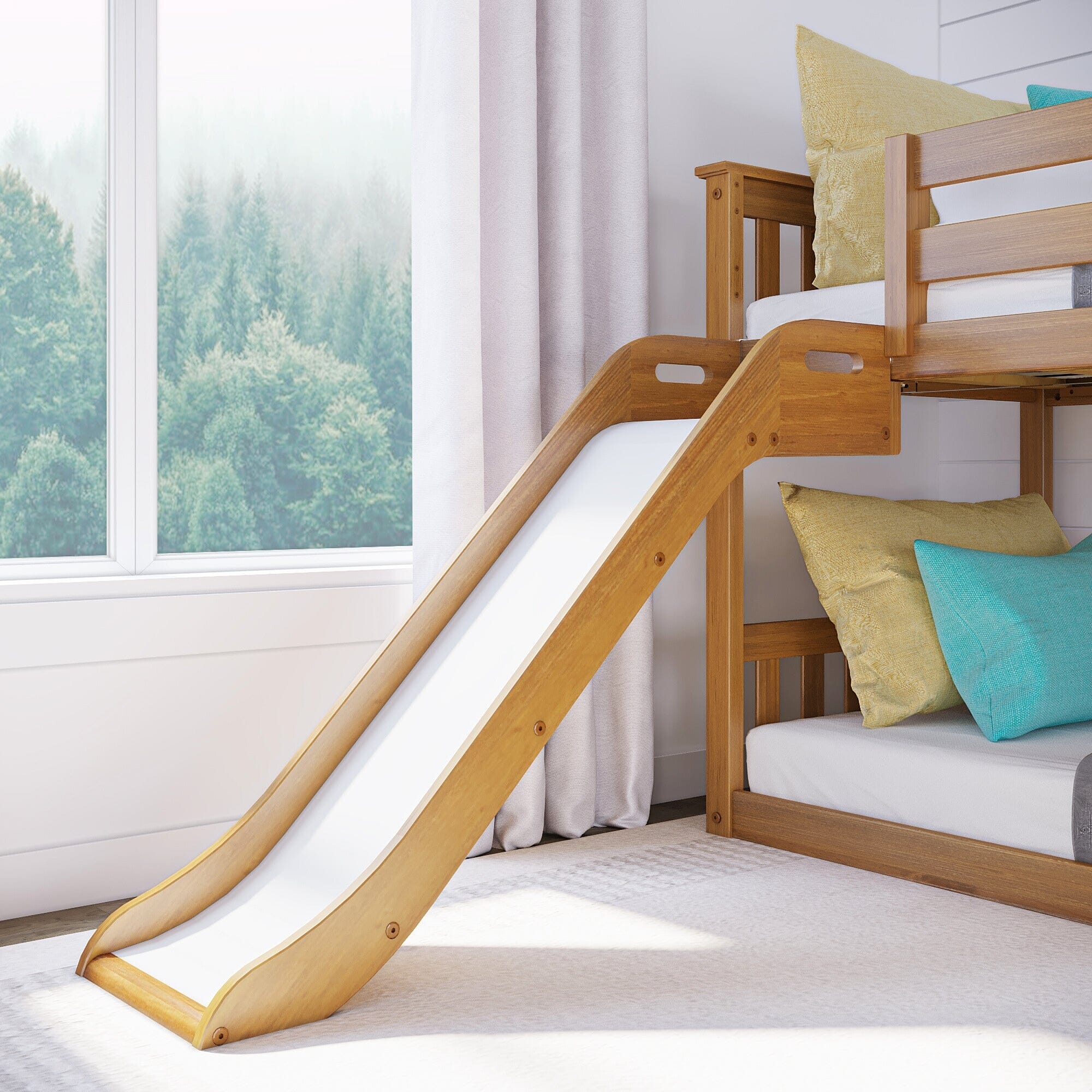 Twin Over Twin Low Bunk Bed With Slide & Stairs - Image 7