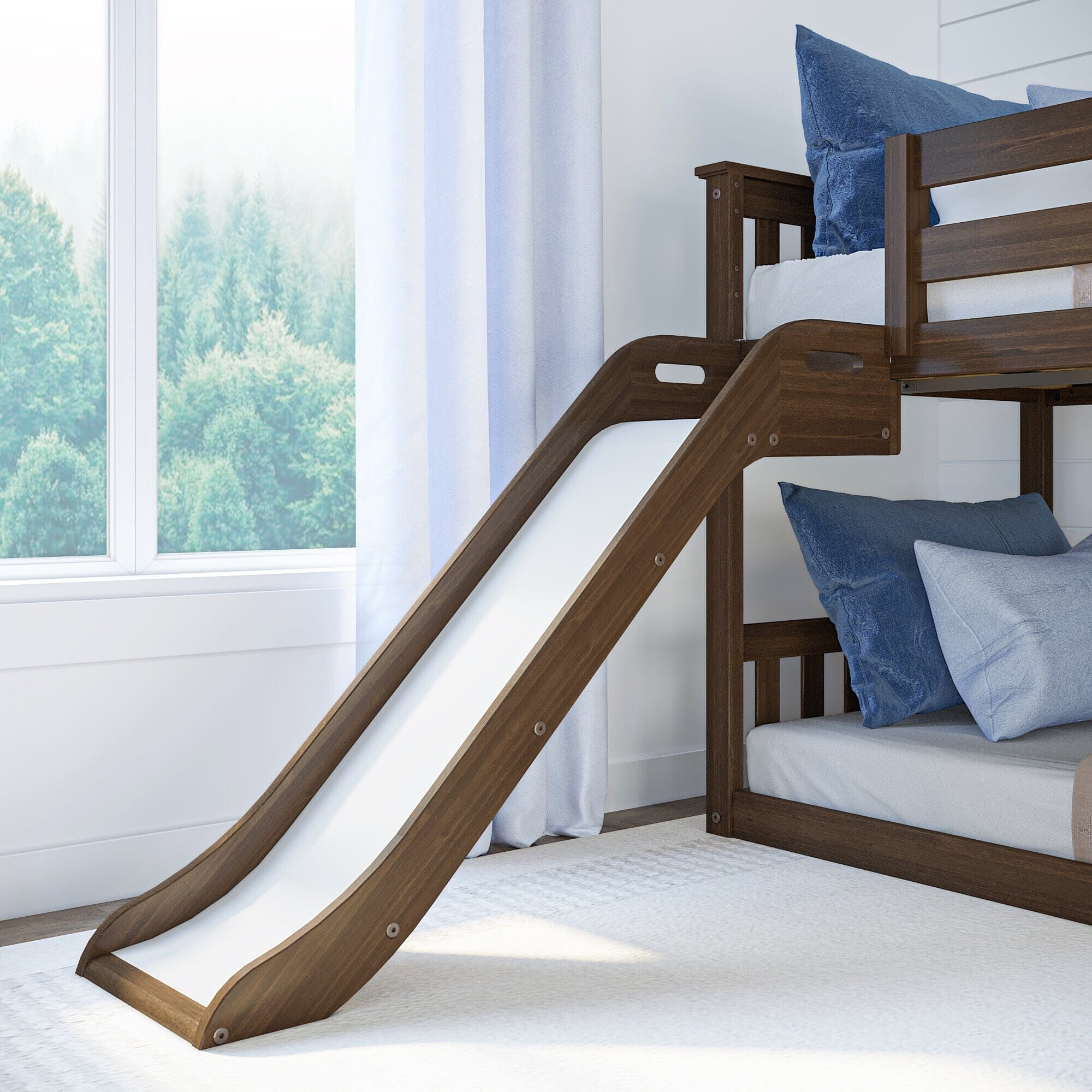 Twin Over Twin Low Bunk Bed With Slide & Stairs - Image 8