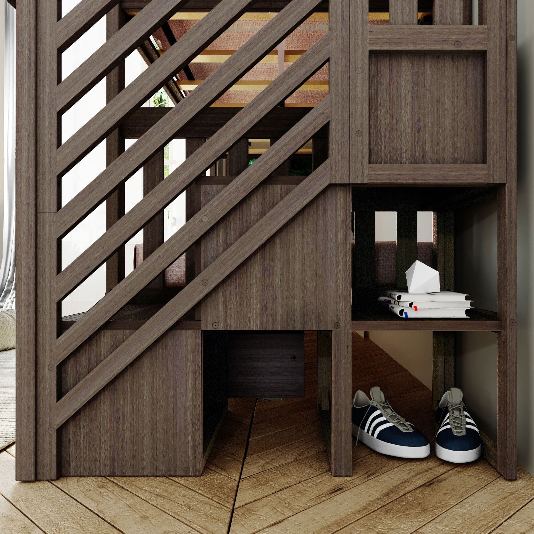 Twin Over Twin Bunk Bed With Stairs & Storage Drawers - Image 18