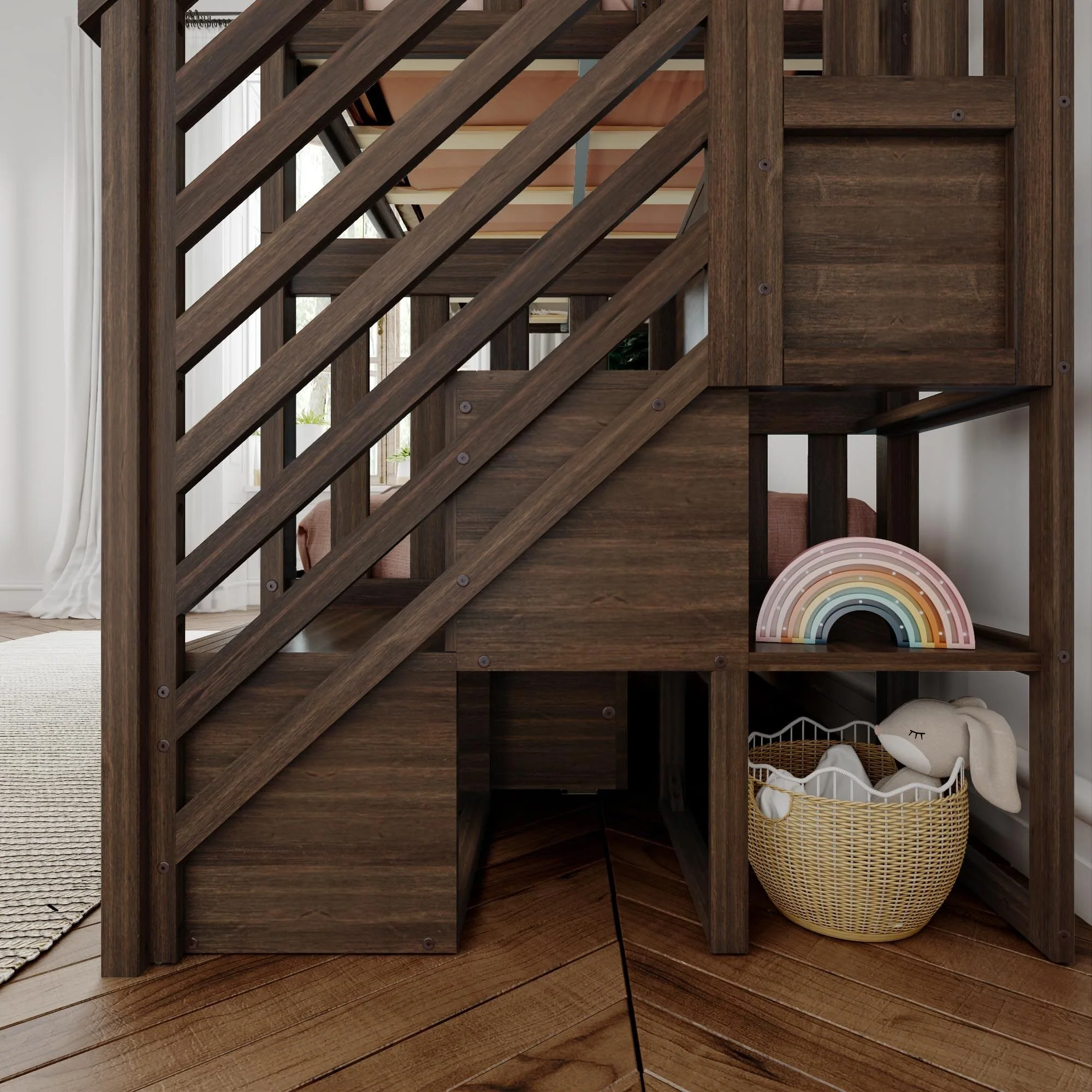 Twin Over Twin Bunk Bed With Stairs & Storage Drawers - Image 24