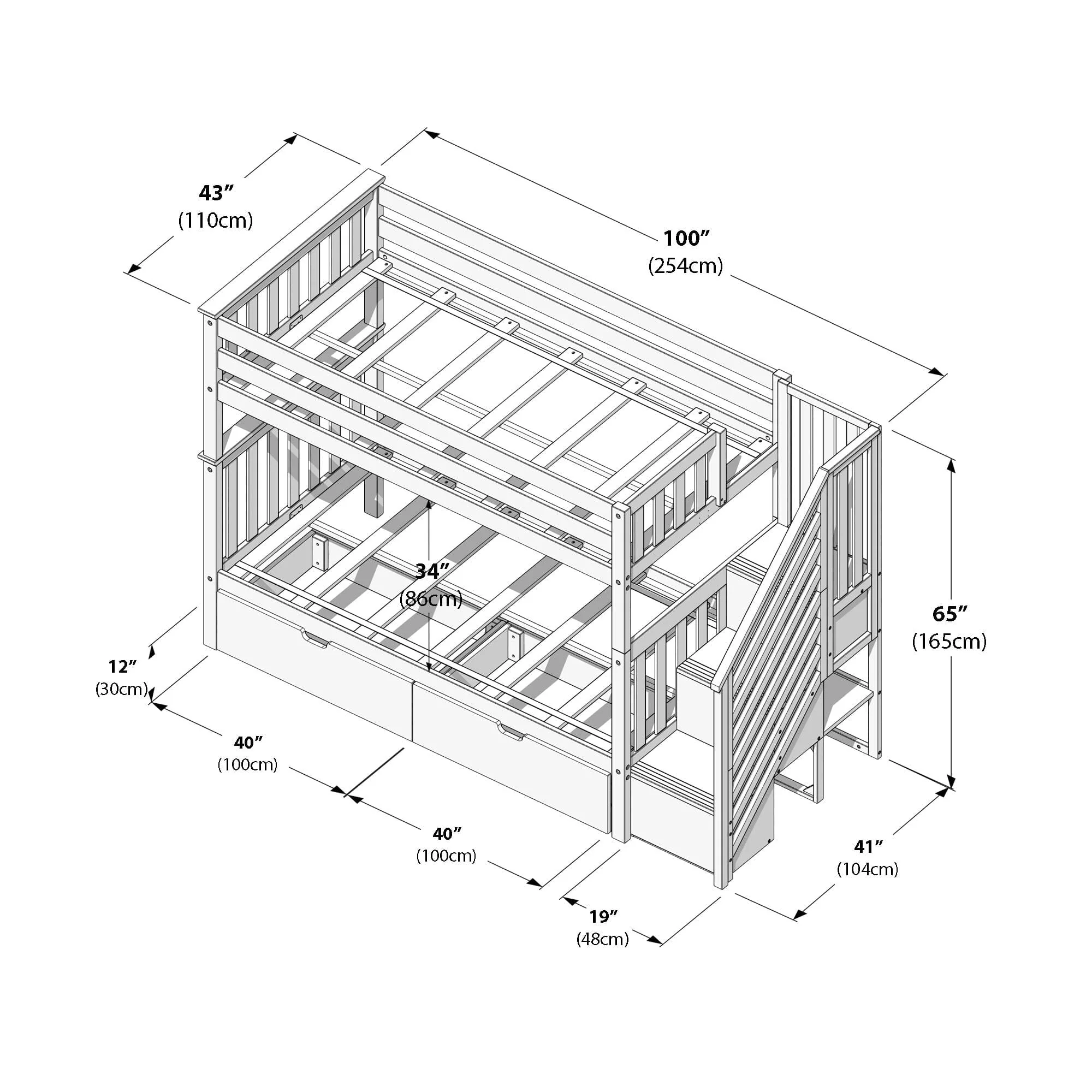 Twin Over Twin Bunk Bed With Stairs & Storage Drawers - Image 37