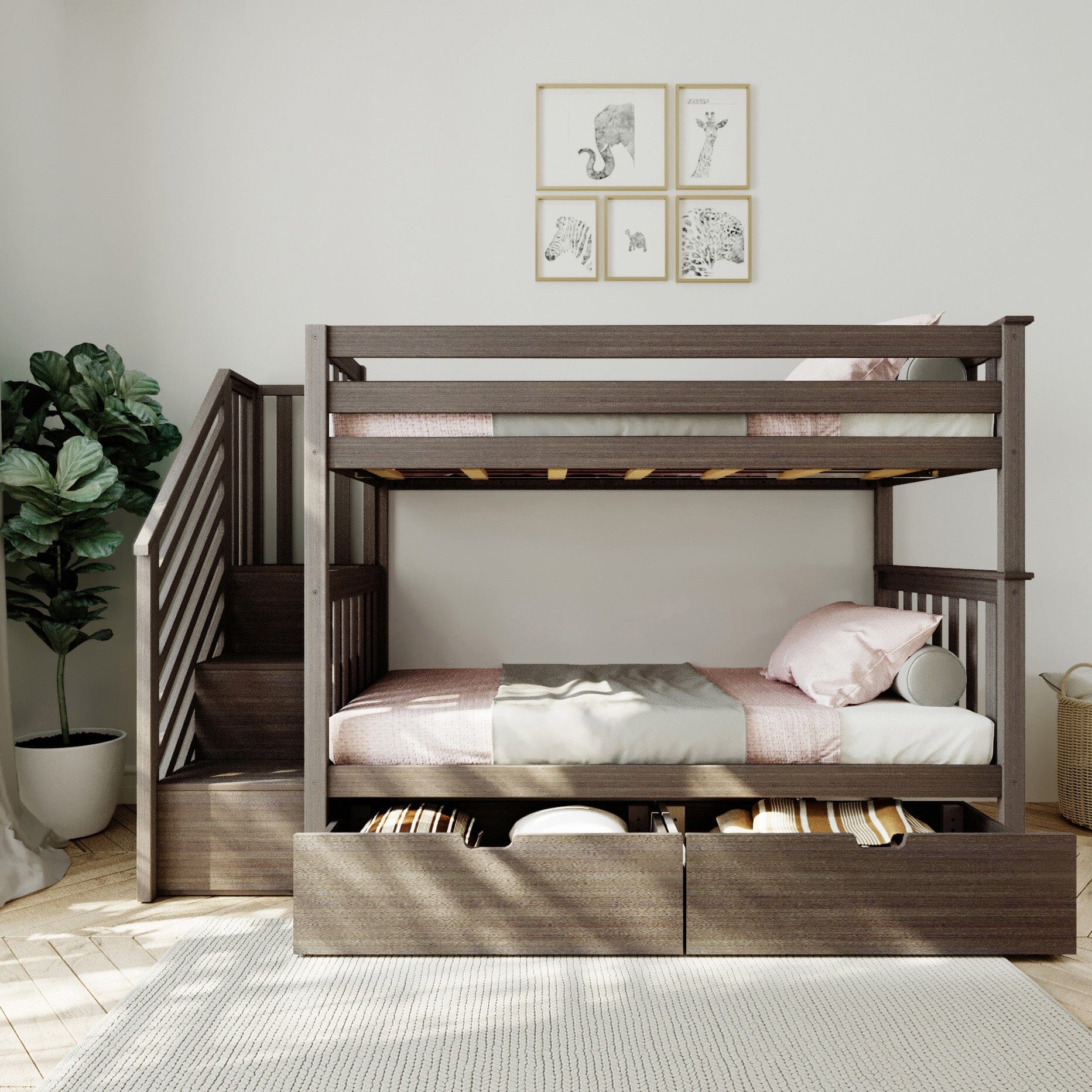 Twin Over Twin Bunk Bed With Stairs & Storage Drawers - Image 6