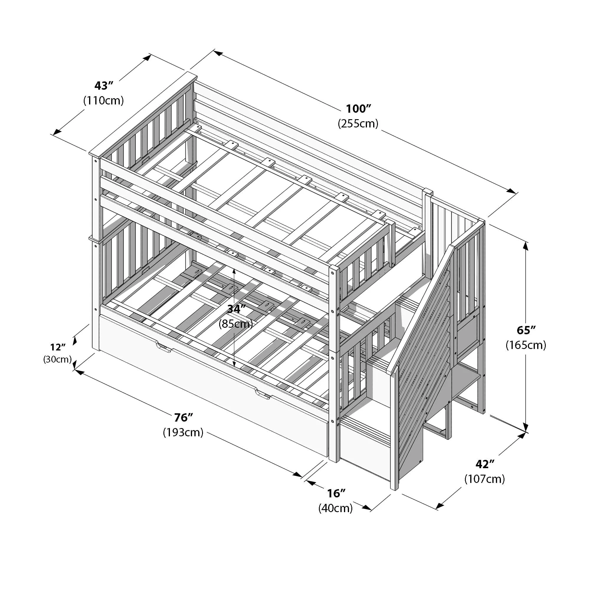 Twin Over Twin Bunk Bed With Stairs & Trundle - Image 26