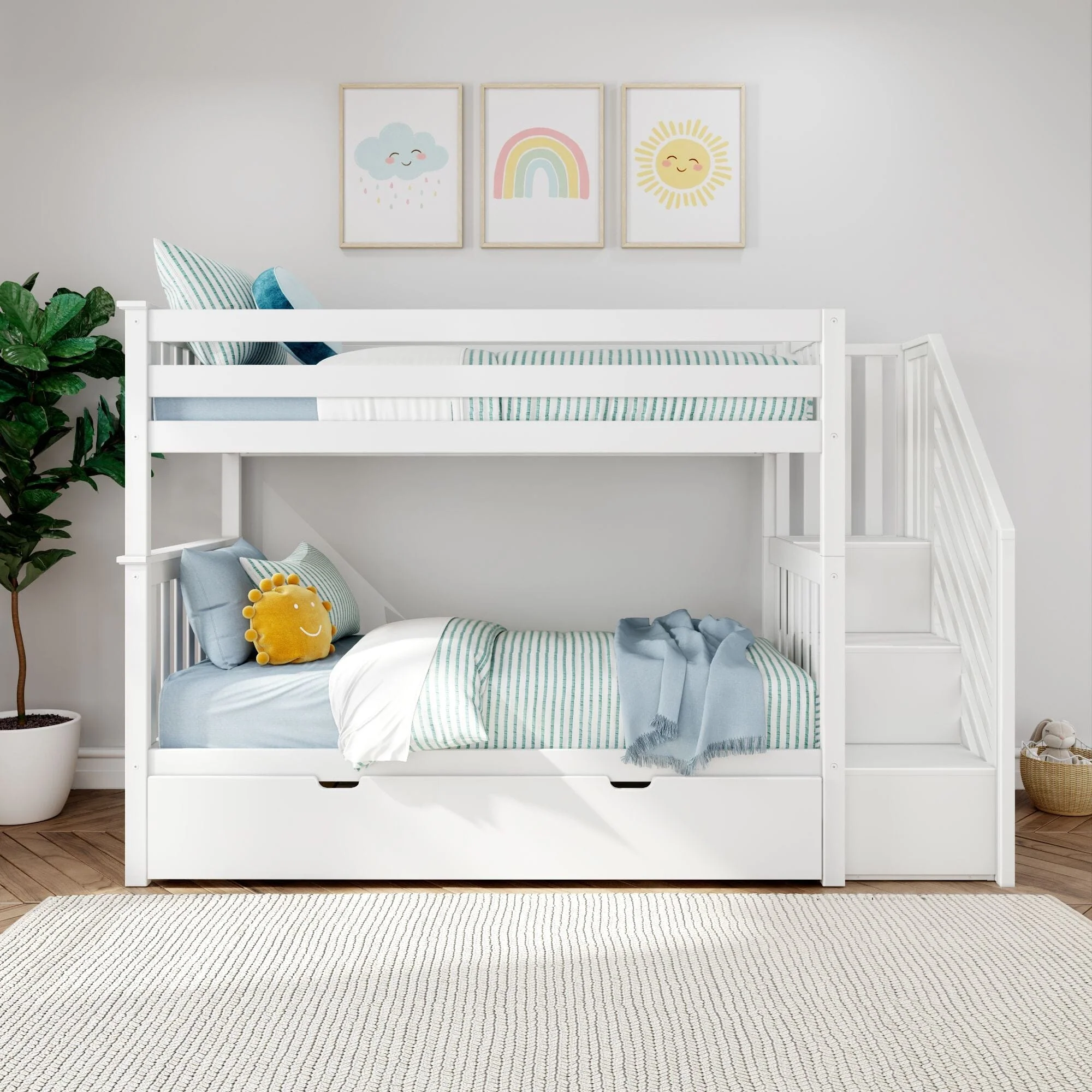 Twin Over Twin Bunk Bed With Stairs & Trundle - Image 3