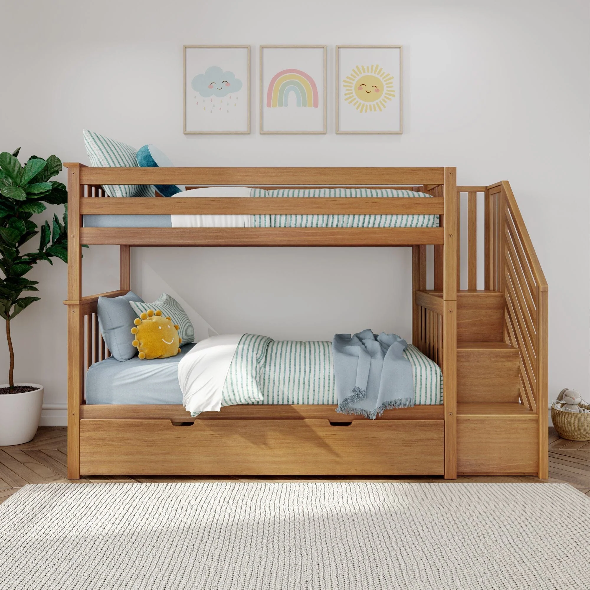 Twin Over Twin Bunk Bed With Stairs & Trundle - Image 6
