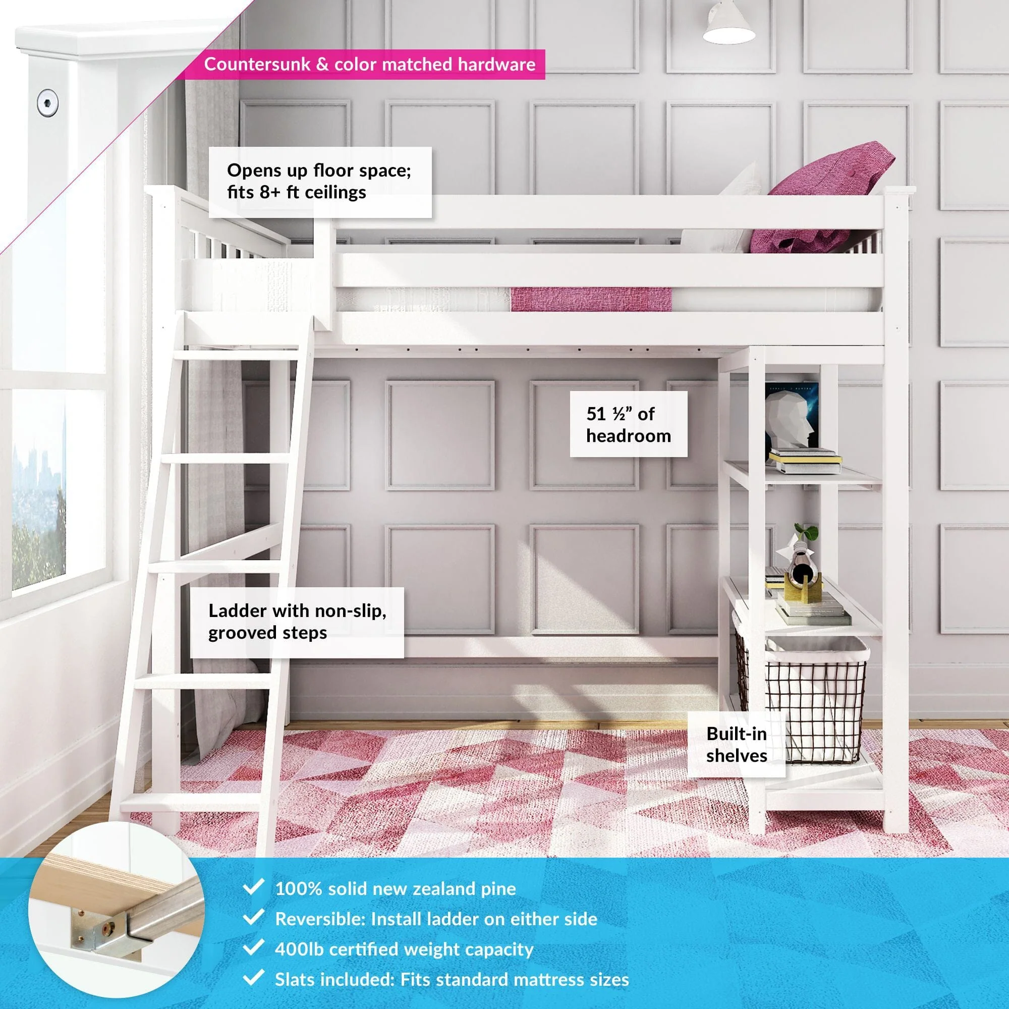 Twin Loft Bed With Bookcase - Image 5