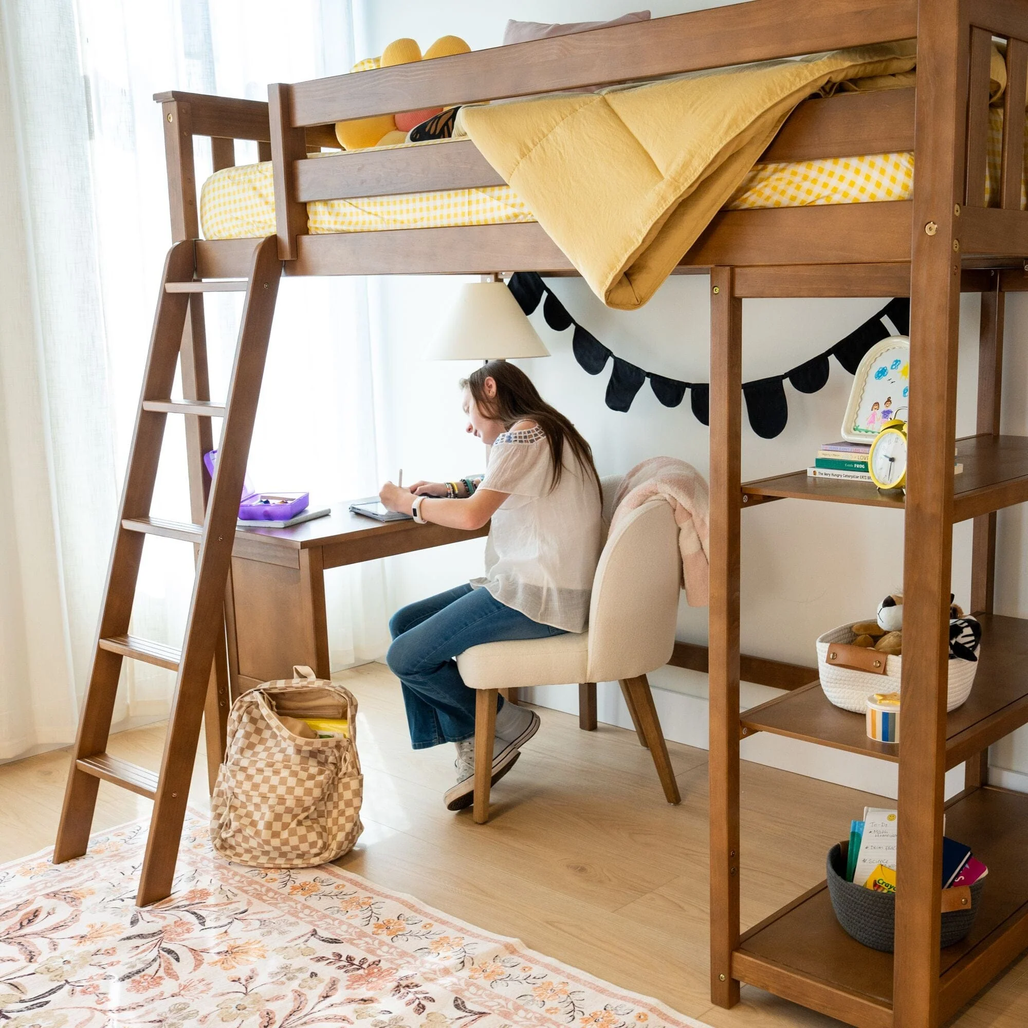 Twin Loft Bed With Bookcase & Desk - Image 19