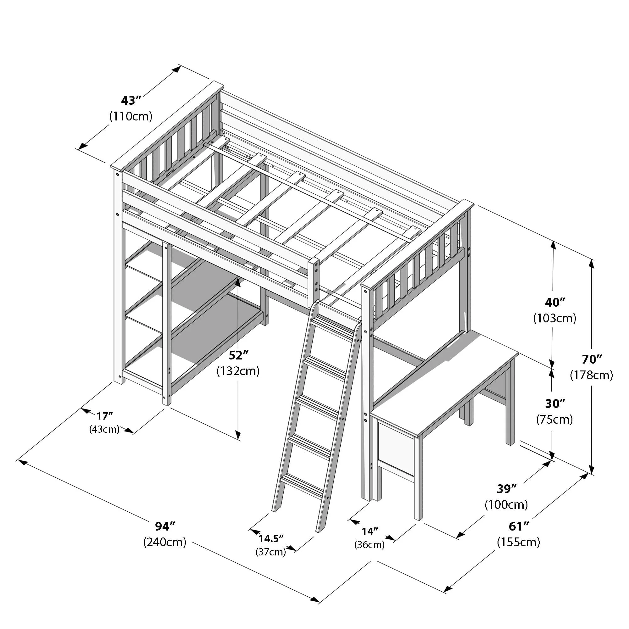 Twin Loft Bed With Bookcase & Desk - Image 30