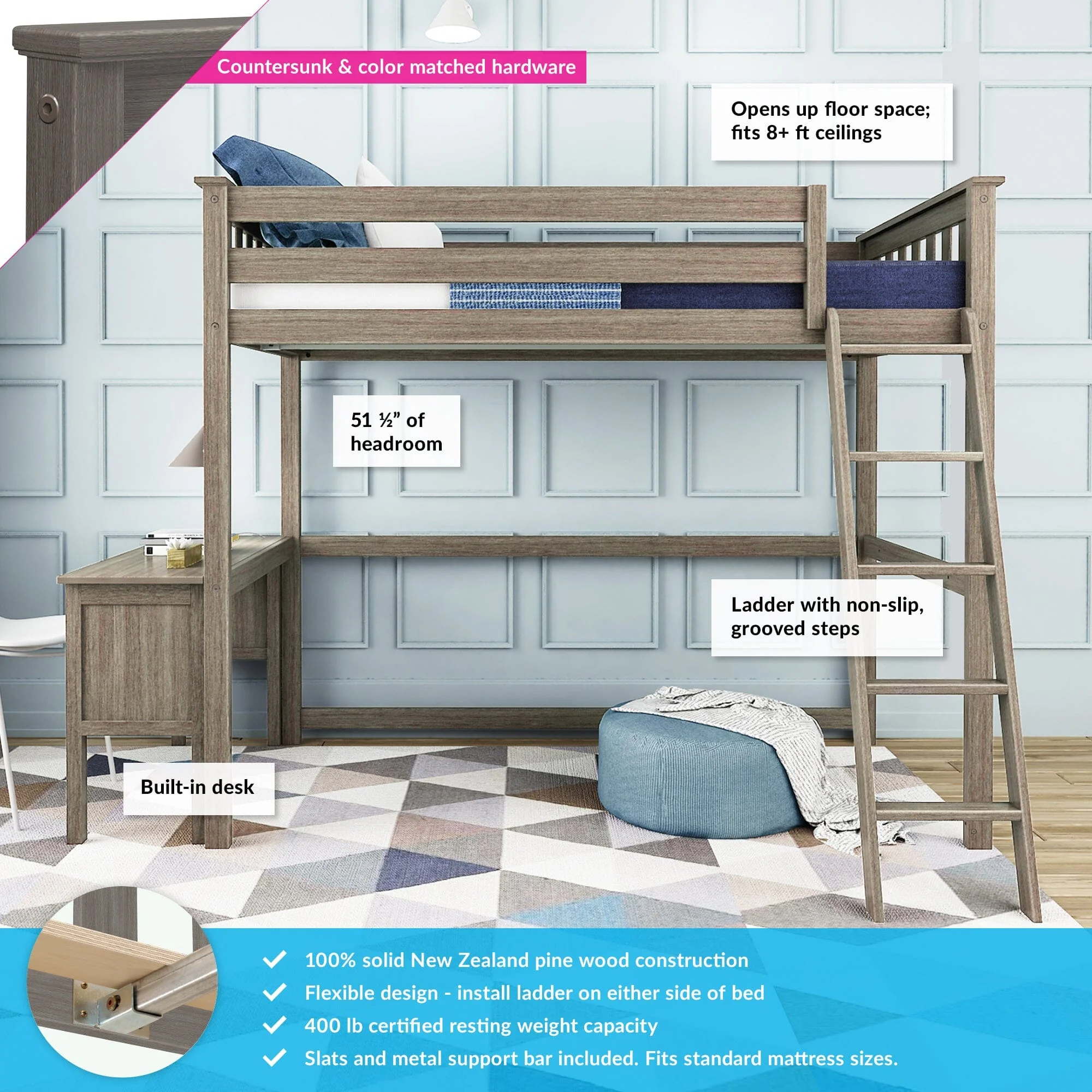Twin Loft Bed With Desk - Image 4