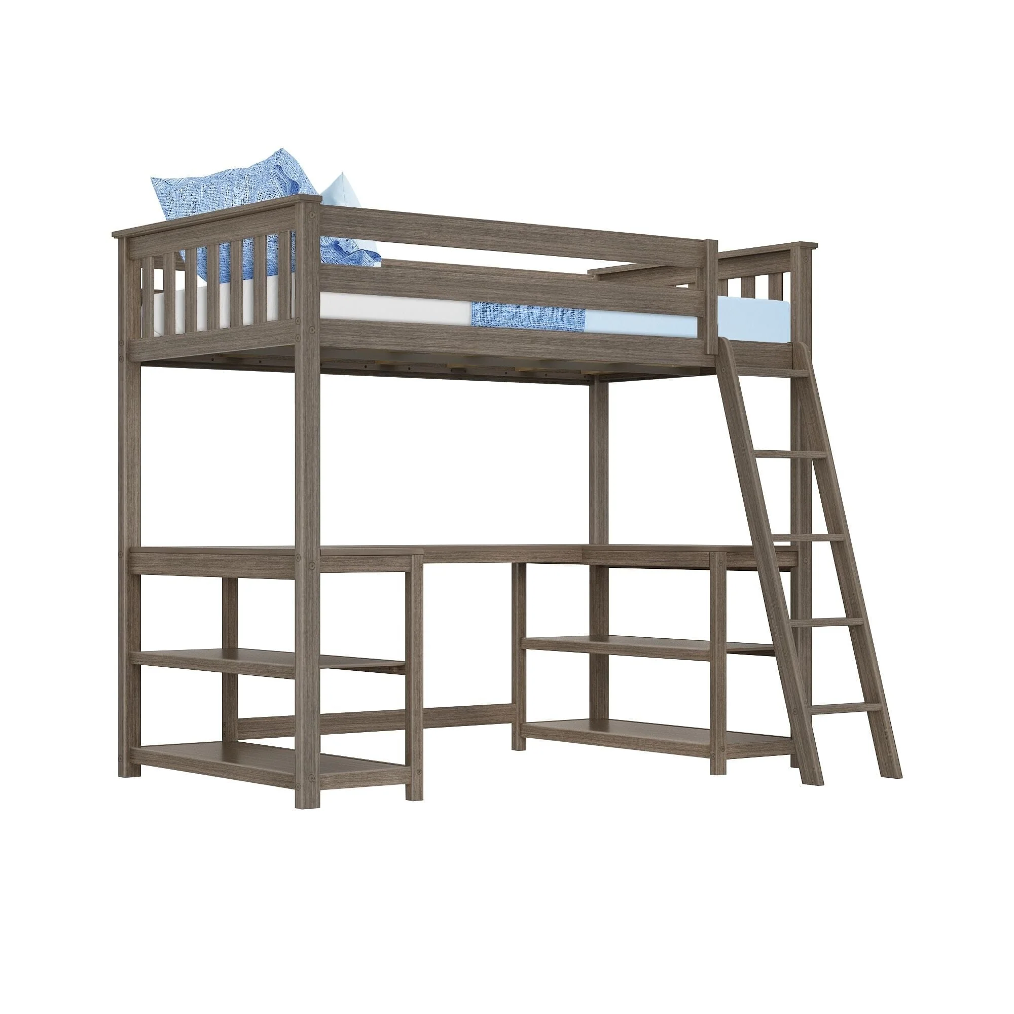 Twin Loft Bed With Wraparound Desk & Shelves - Image 6
