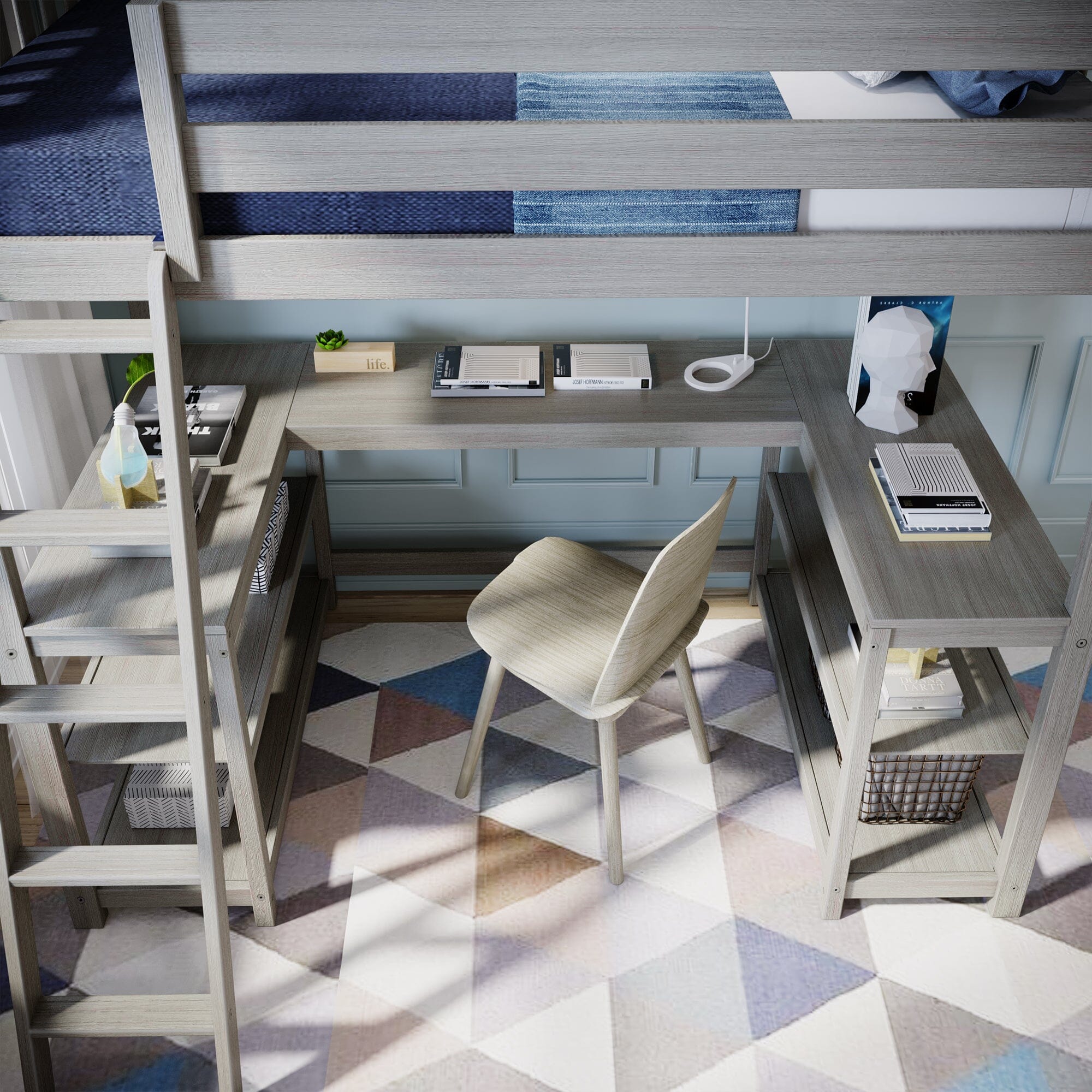 Twin Loft Bed With Wraparound Desk & Shelves - Image 8