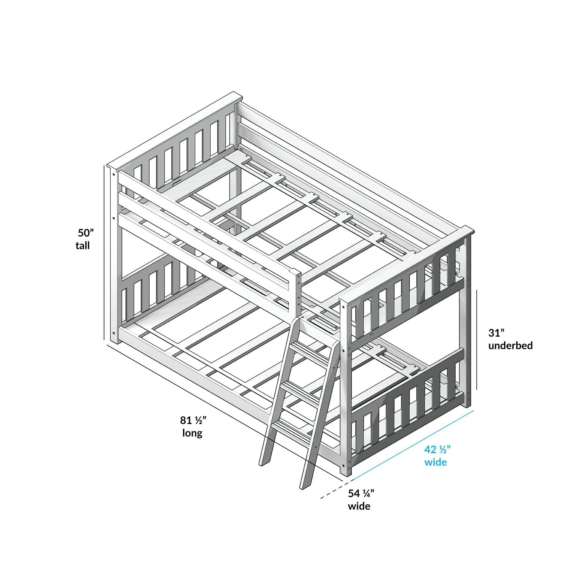 Twin Over Twin Low Bunk Bed With Curtain - Image 105