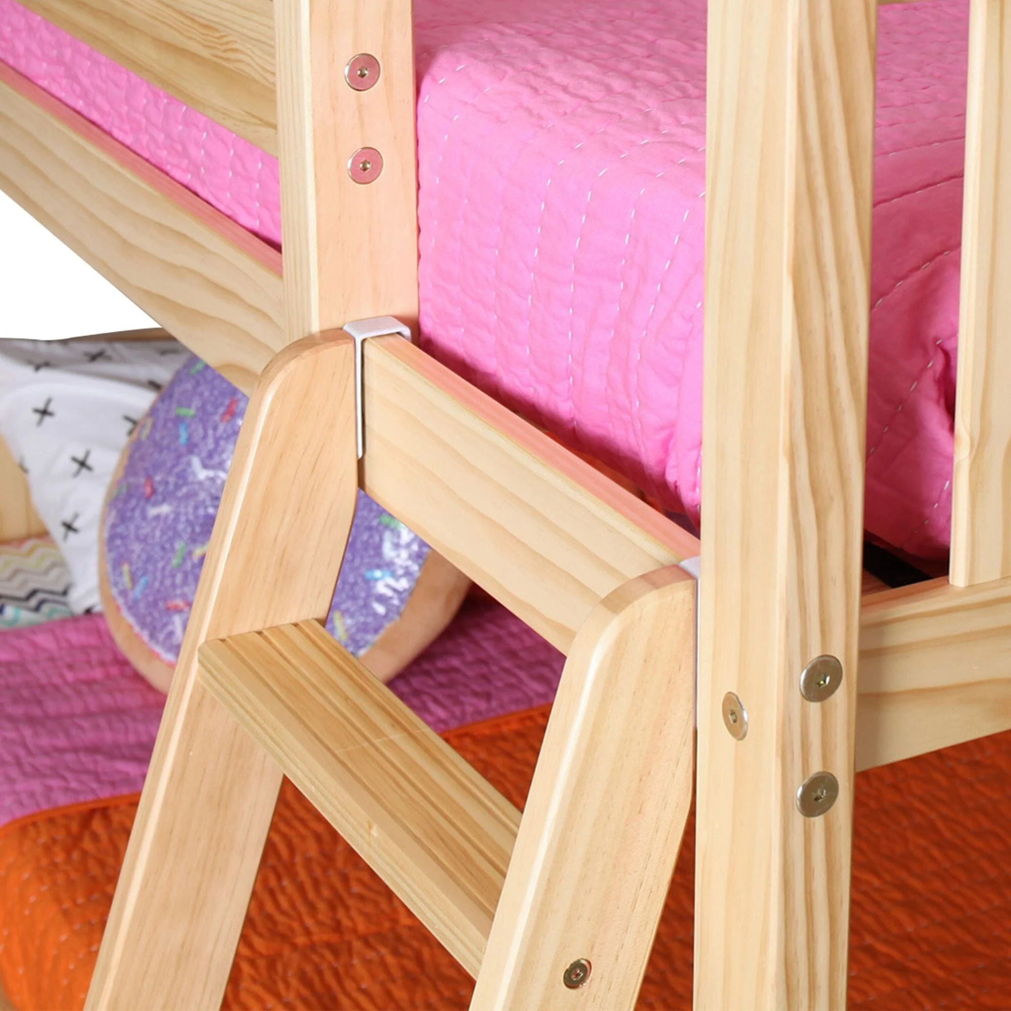 Twin Over Twin Low Bunk Bed With Curtain - Image 65