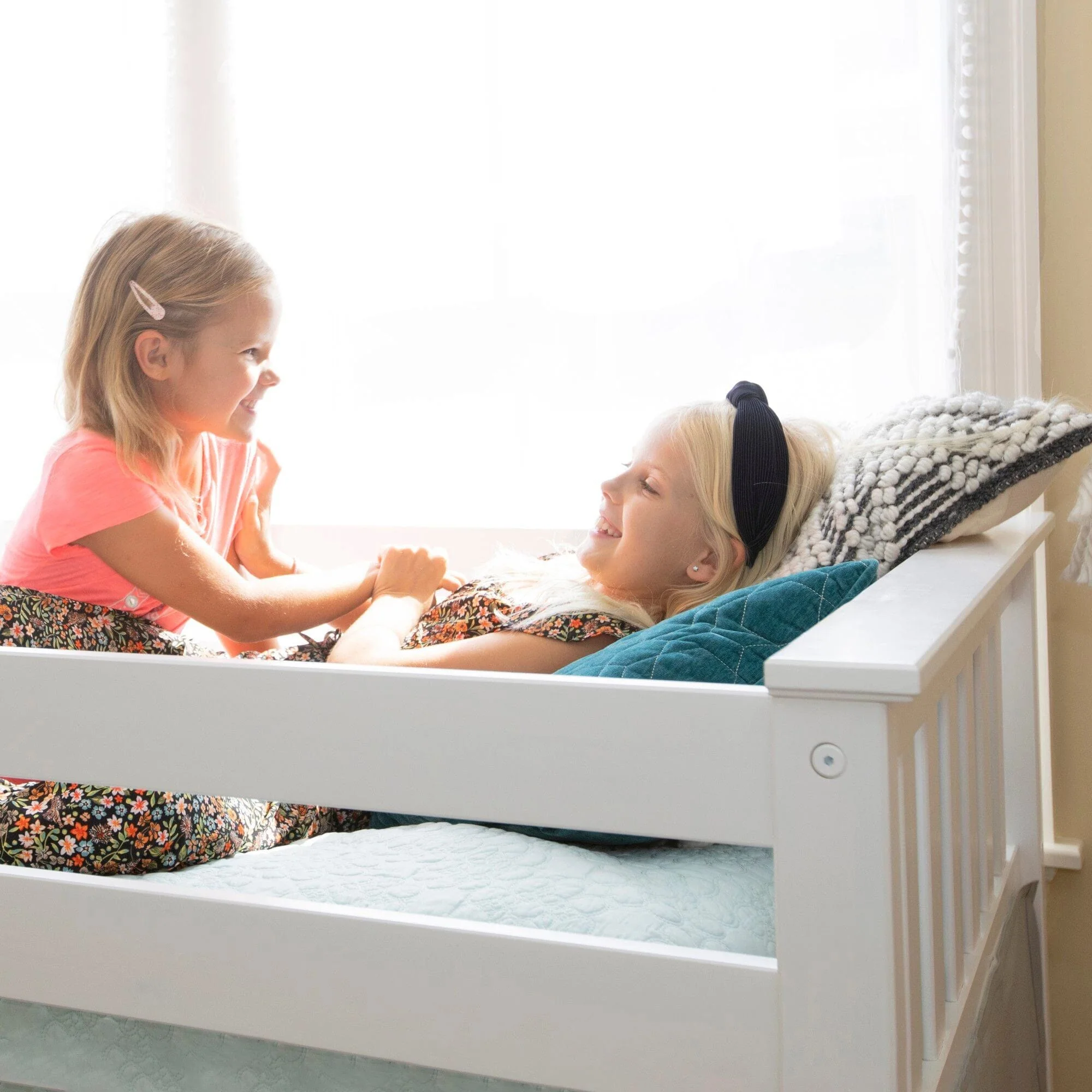 Twin Over Twin Low Bunk Bed With Curtain - Image 81