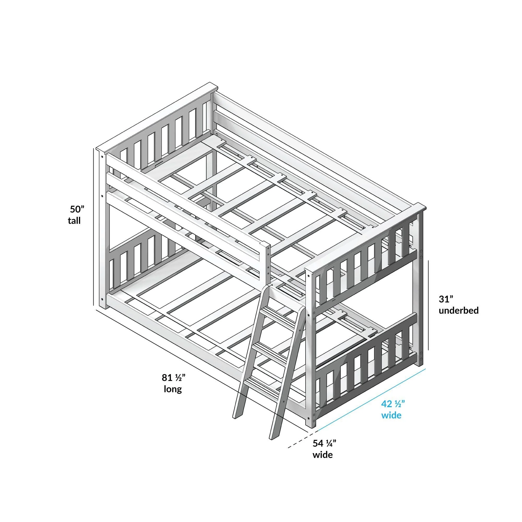 Twin Over Twin Low Bunk Bed With Curtain - Image 96