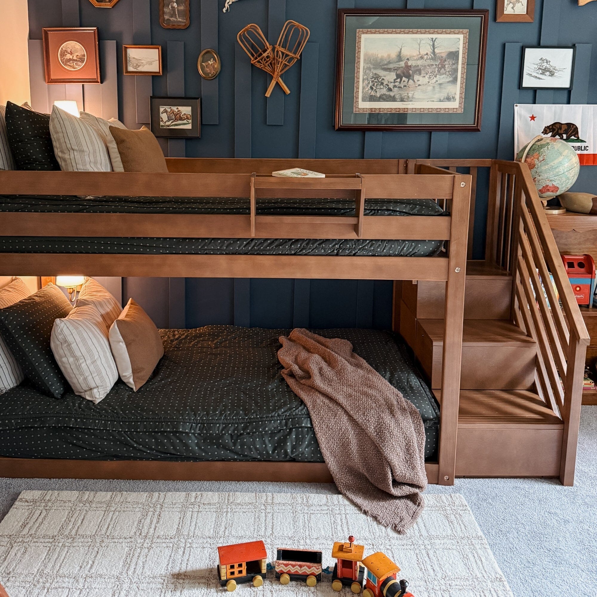 Twin Over Twin Low Bunk Bed With Stairs - Image 8