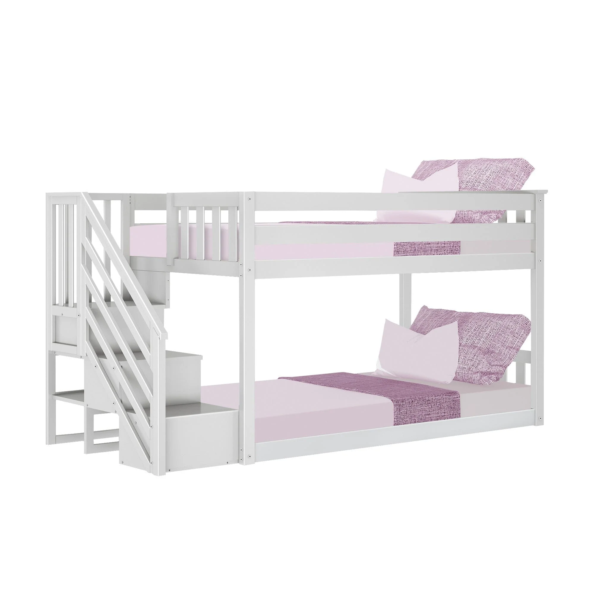 Twin Over Twin Low Bunk Bed With Stairs - Image 9