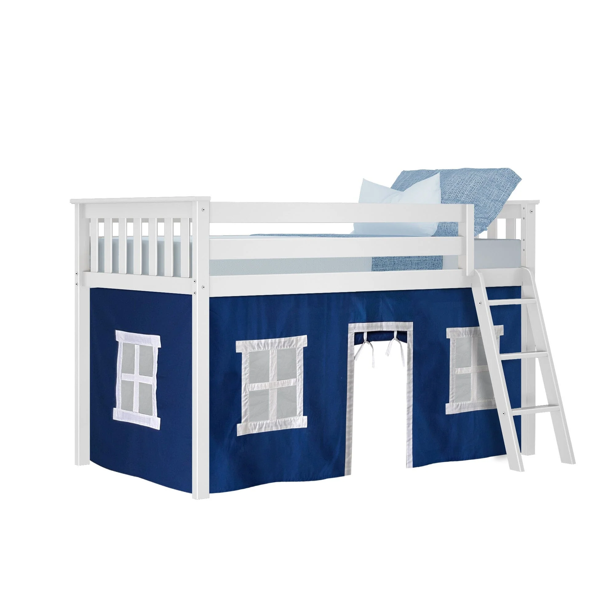Twin Low Loft Bed With Curtain - Image 15