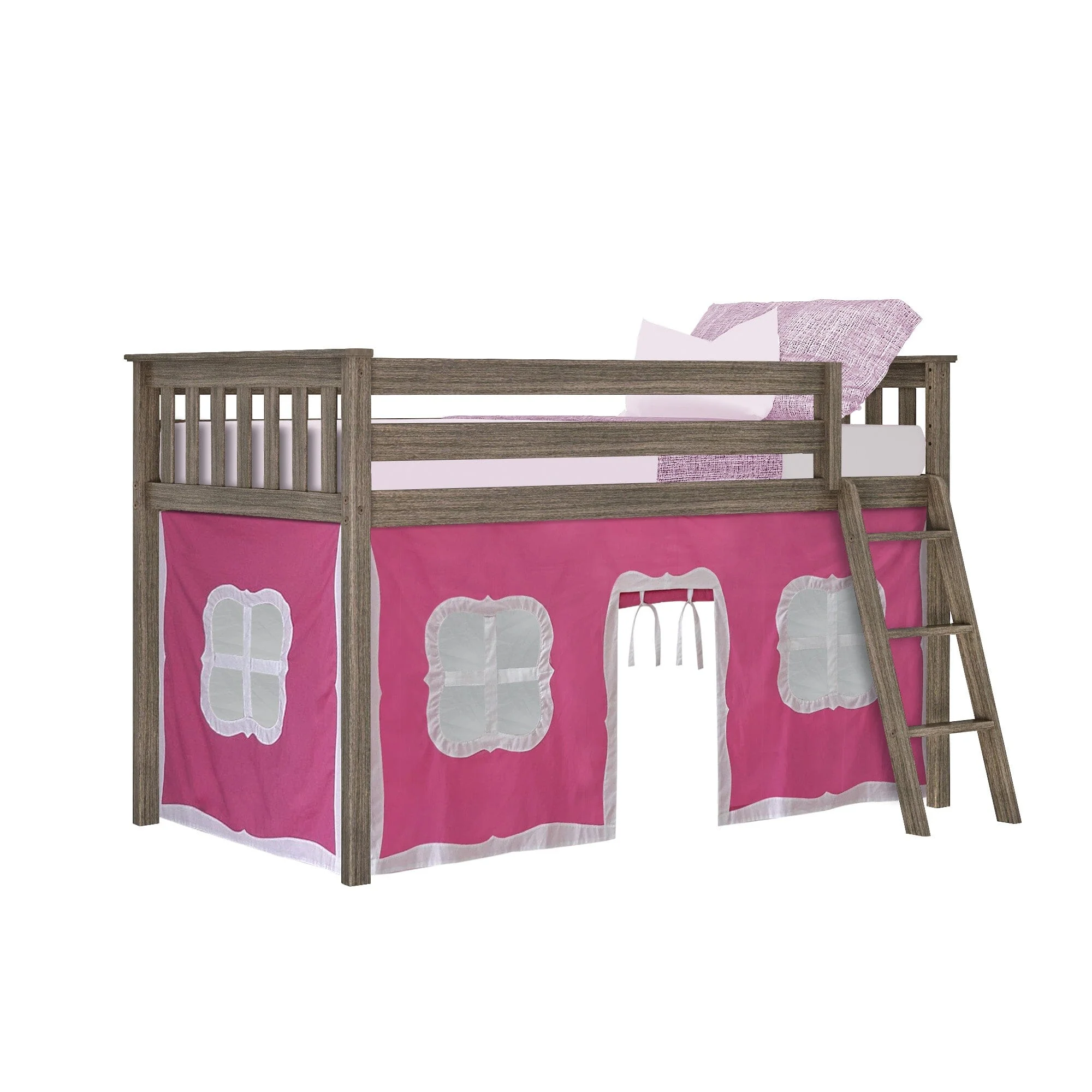 Twin Low Loft Bed With Curtain - Image 17