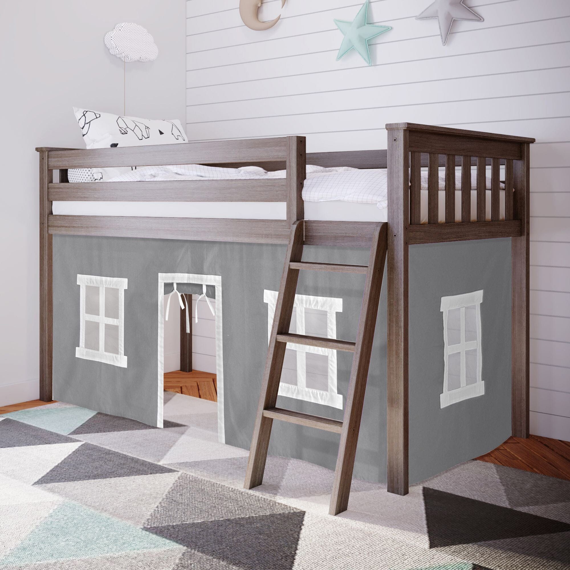 Twin Low Loft Bed With Curtain - Image 4