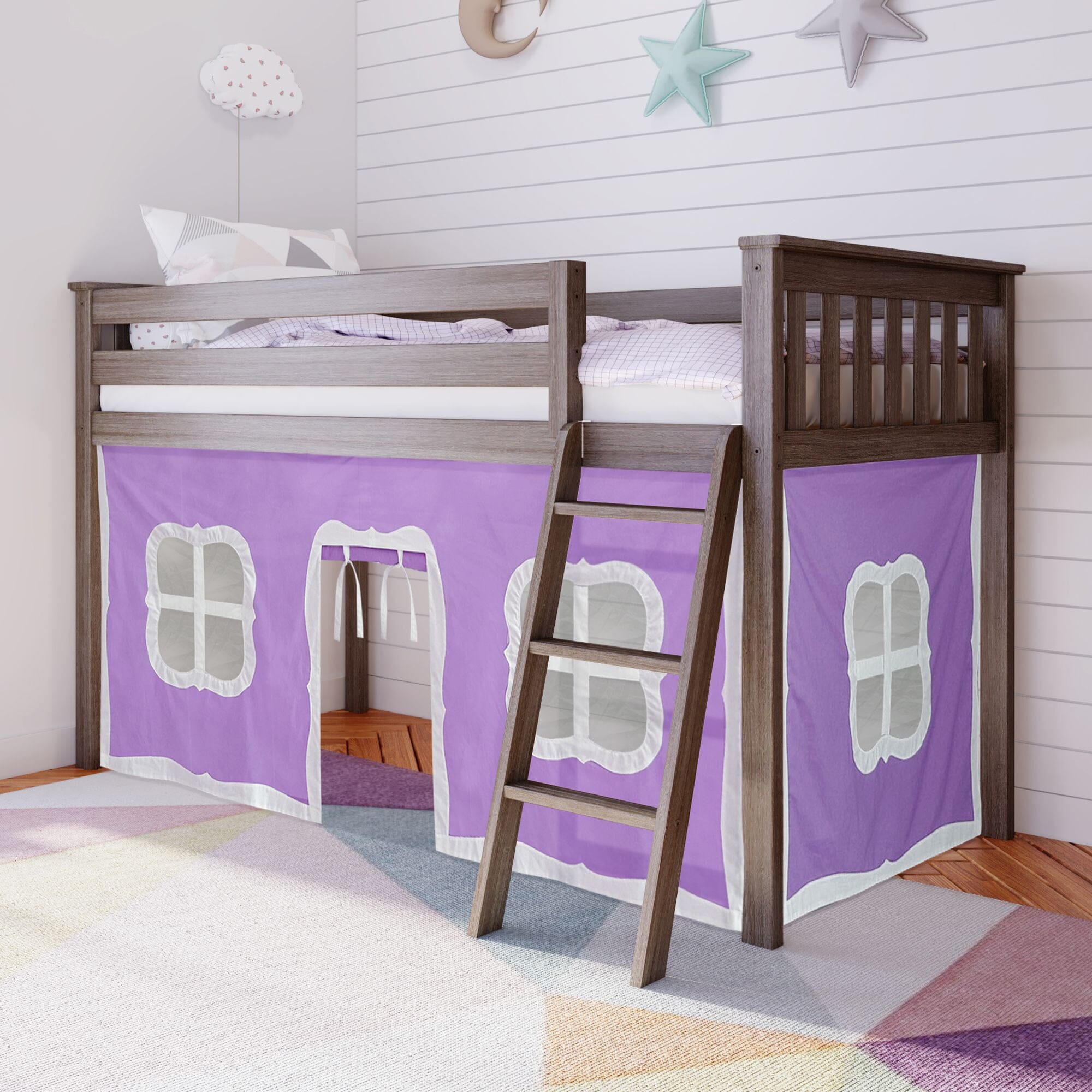Twin Low Loft Bed With Curtain - Image 5