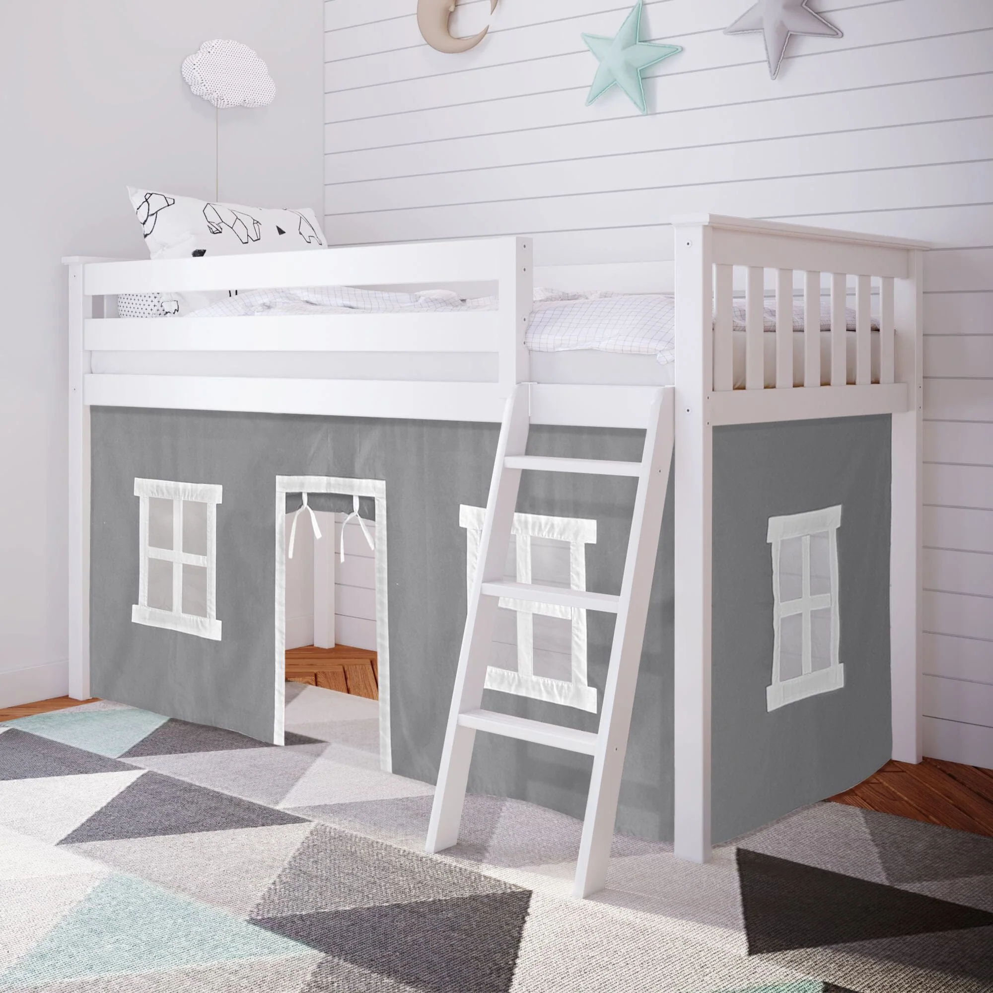 Twin Low Loft Bed With Curtain - Image 6