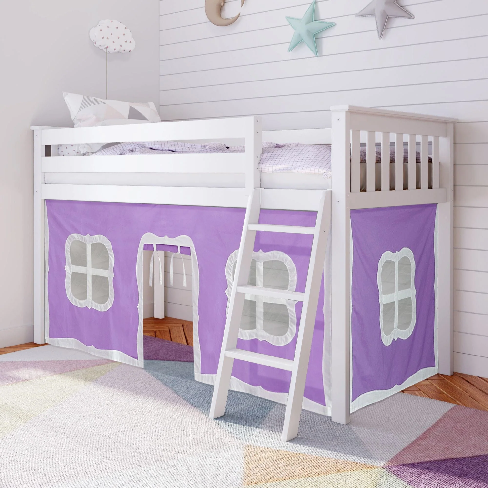 Twin Low Loft Bed With Curtain - Image 7