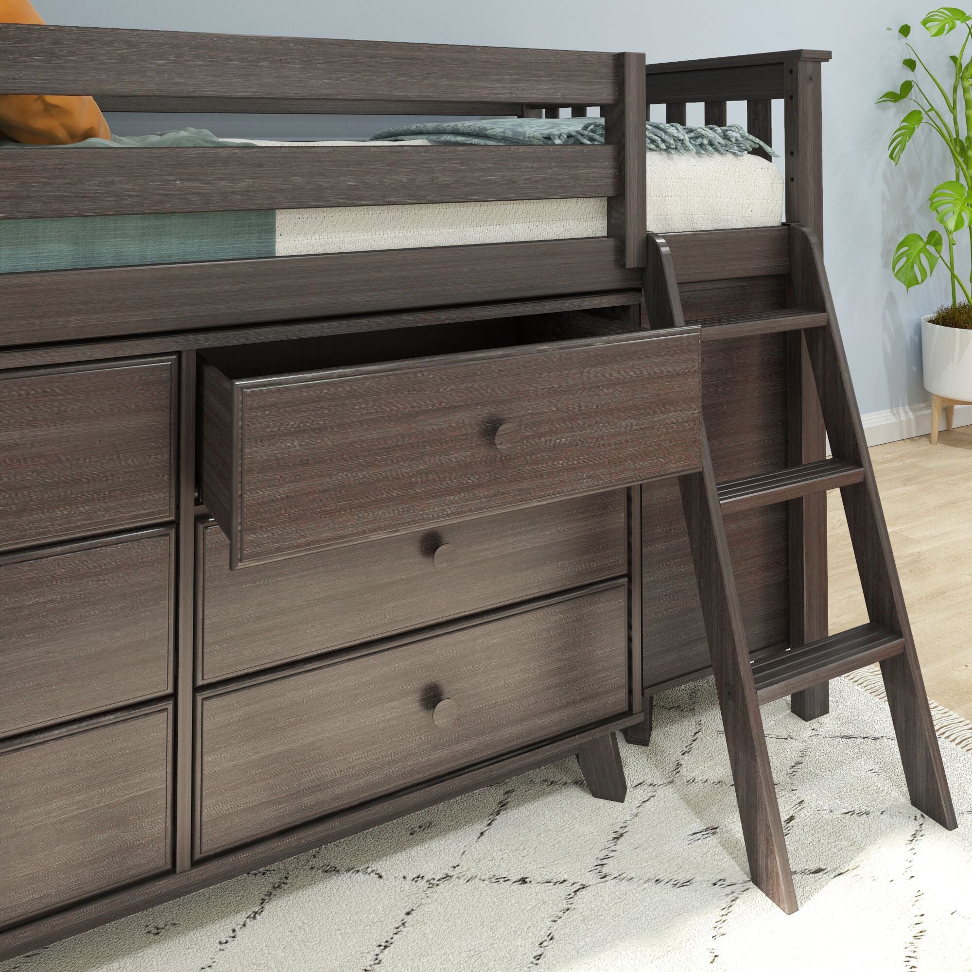 Twin Low Loft Bed With 2 Dressers - Image 11