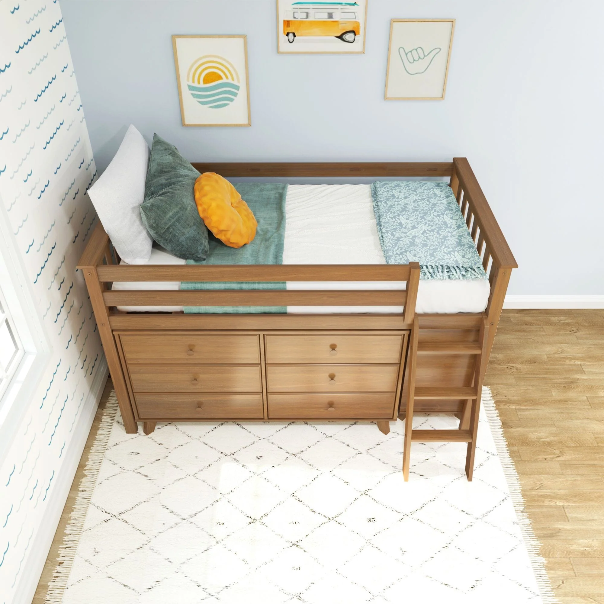 Twin Low Loft Bed With 2 Dressers - Image 18
