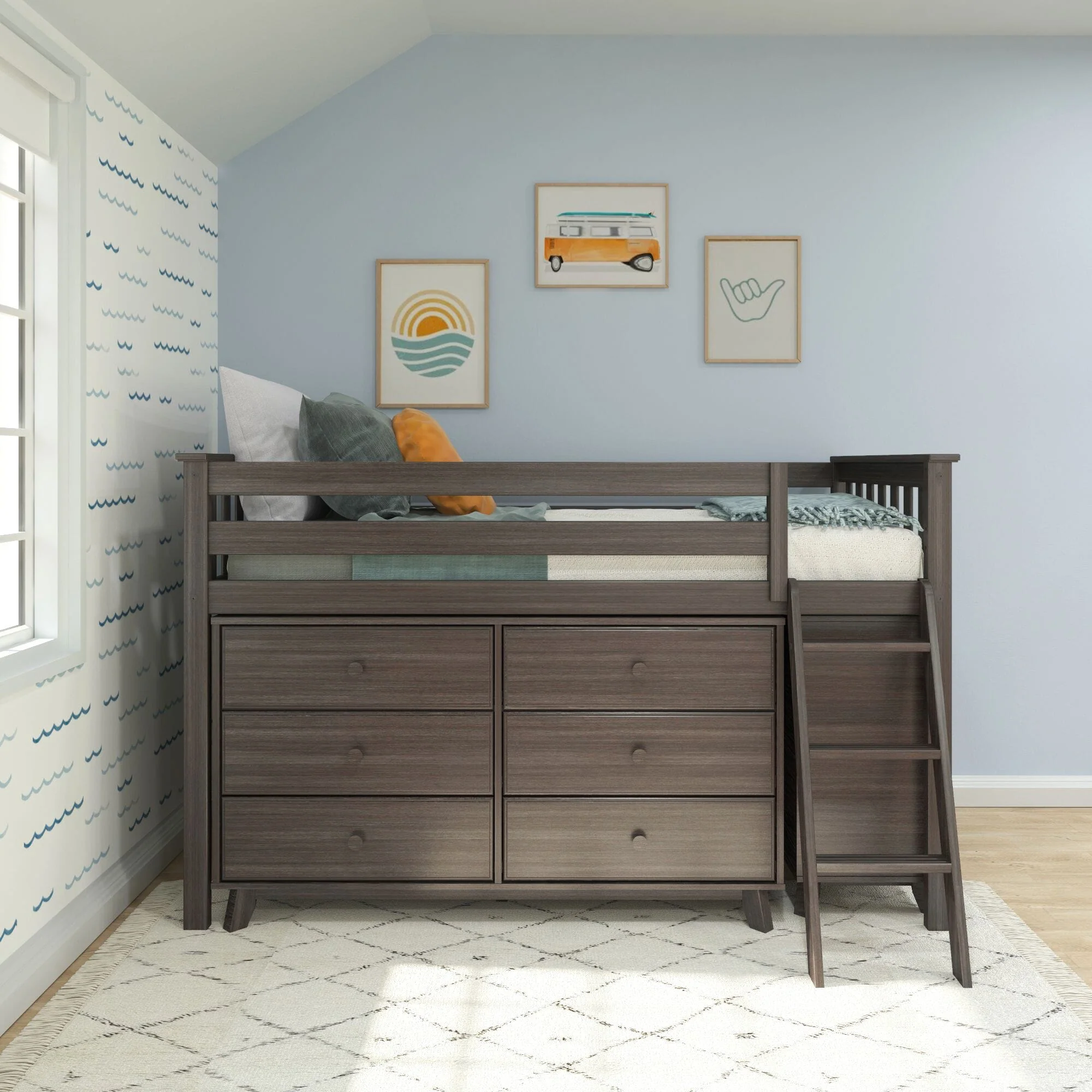 Twin Low Loft Bed With 2 Dressers - Image 5