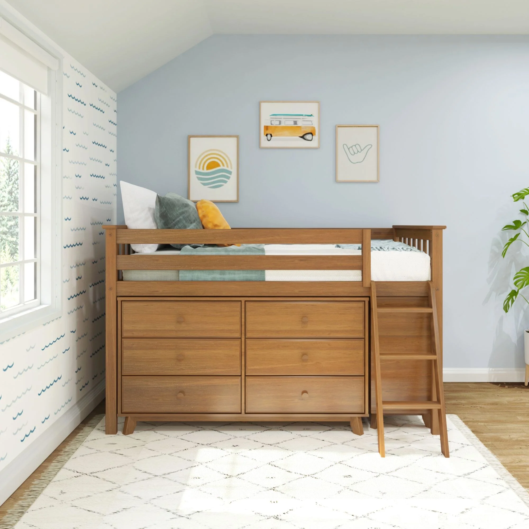 Twin Low Loft Bed With 2 Dressers - Image 6