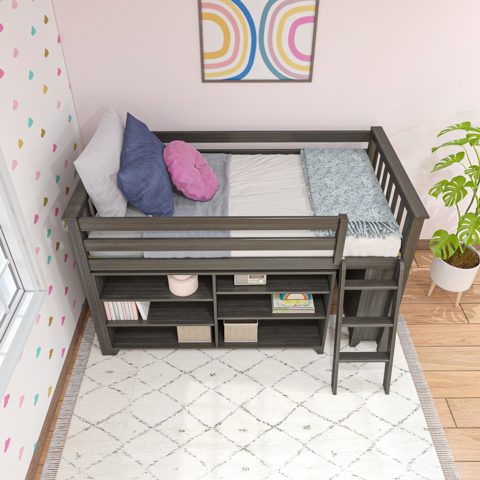 Twin Low Loft Bed With Bookcases - Image 10
