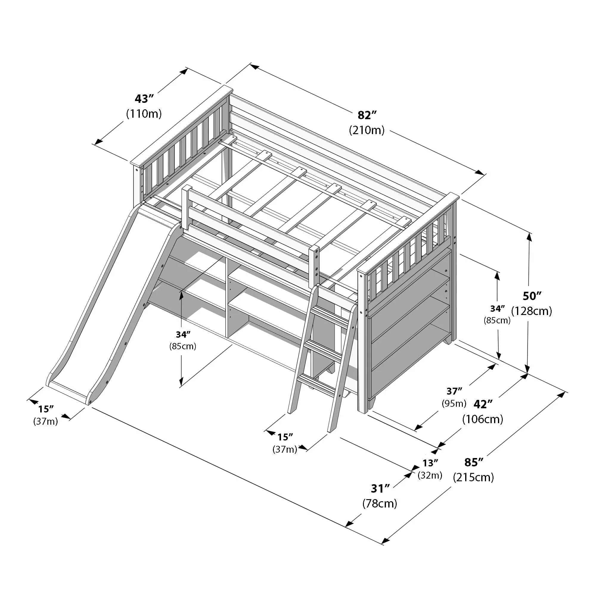 Twin Low Loft Bed With Bookcases - Image 17